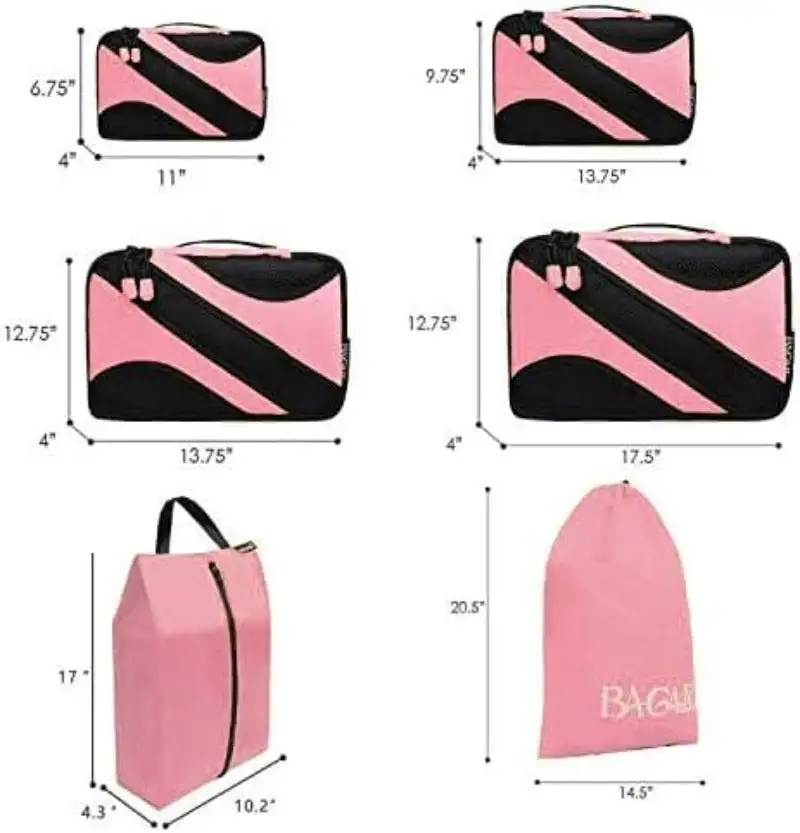 6 set half mesh packing cubes for travel, includes laundry and shoe bags for organized luggage.