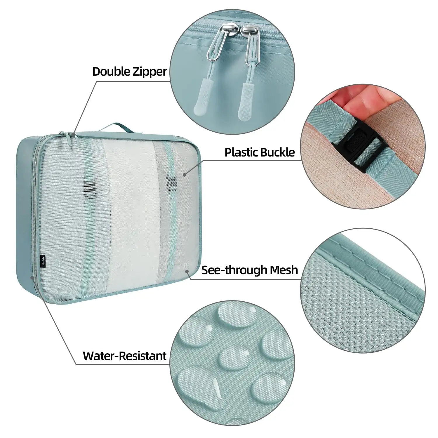 8 set mesh packing cubes in various sizes, includes makeup and shoe bags for organized travel. Ideal for luggage and suitc...