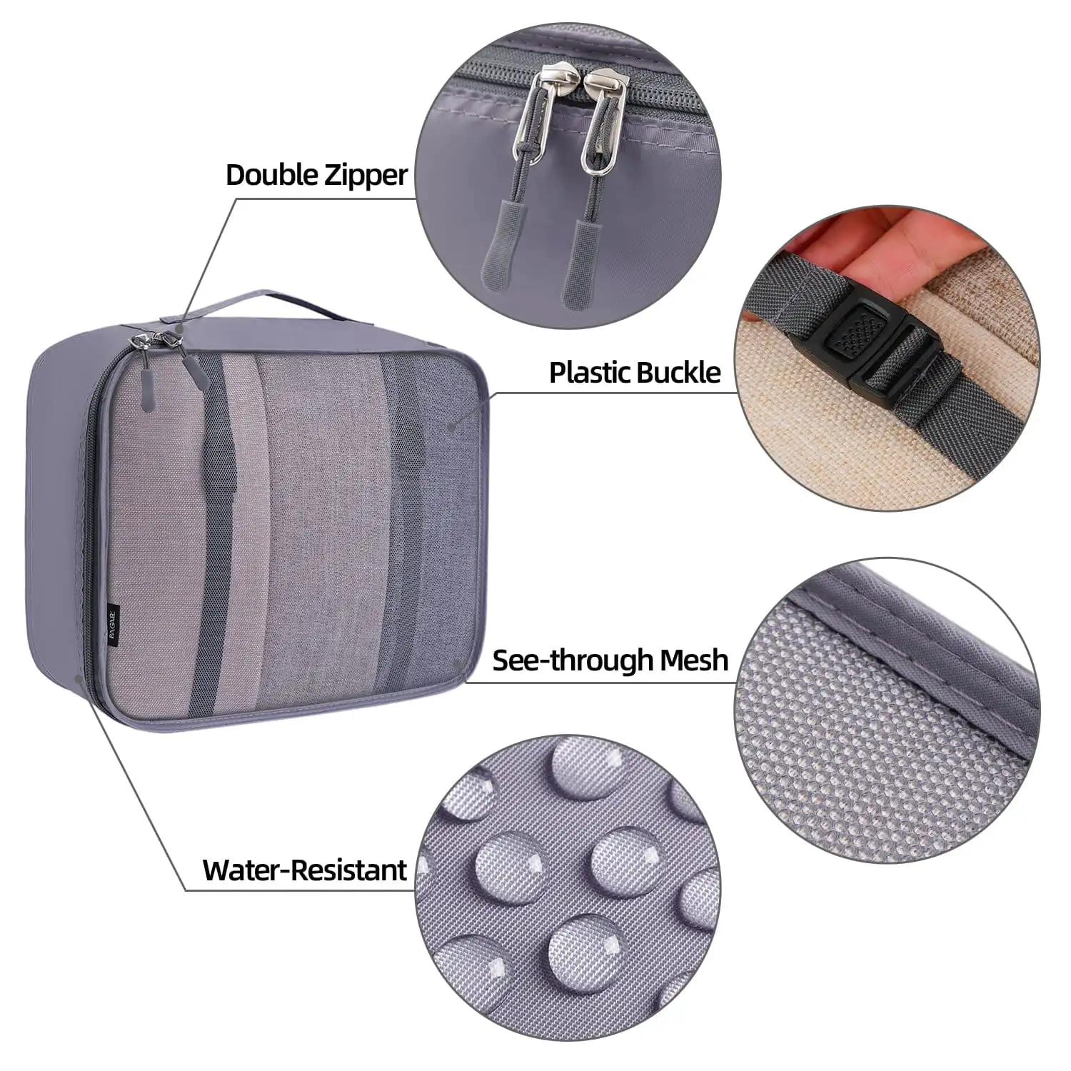 8 Set Mesh Packing Cubes in Various Sizes with Makeup and Shoe Bags for Organized Travel and Luggage Storage.