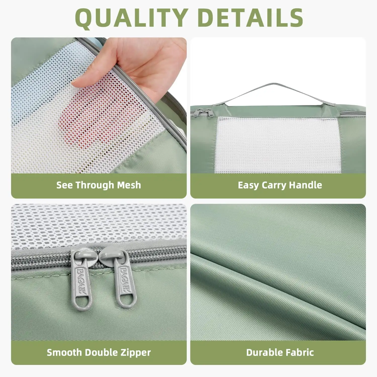 8 set mesh packing cubes in various sizes with makeup and shoe bags for organized travel and luggage storage.