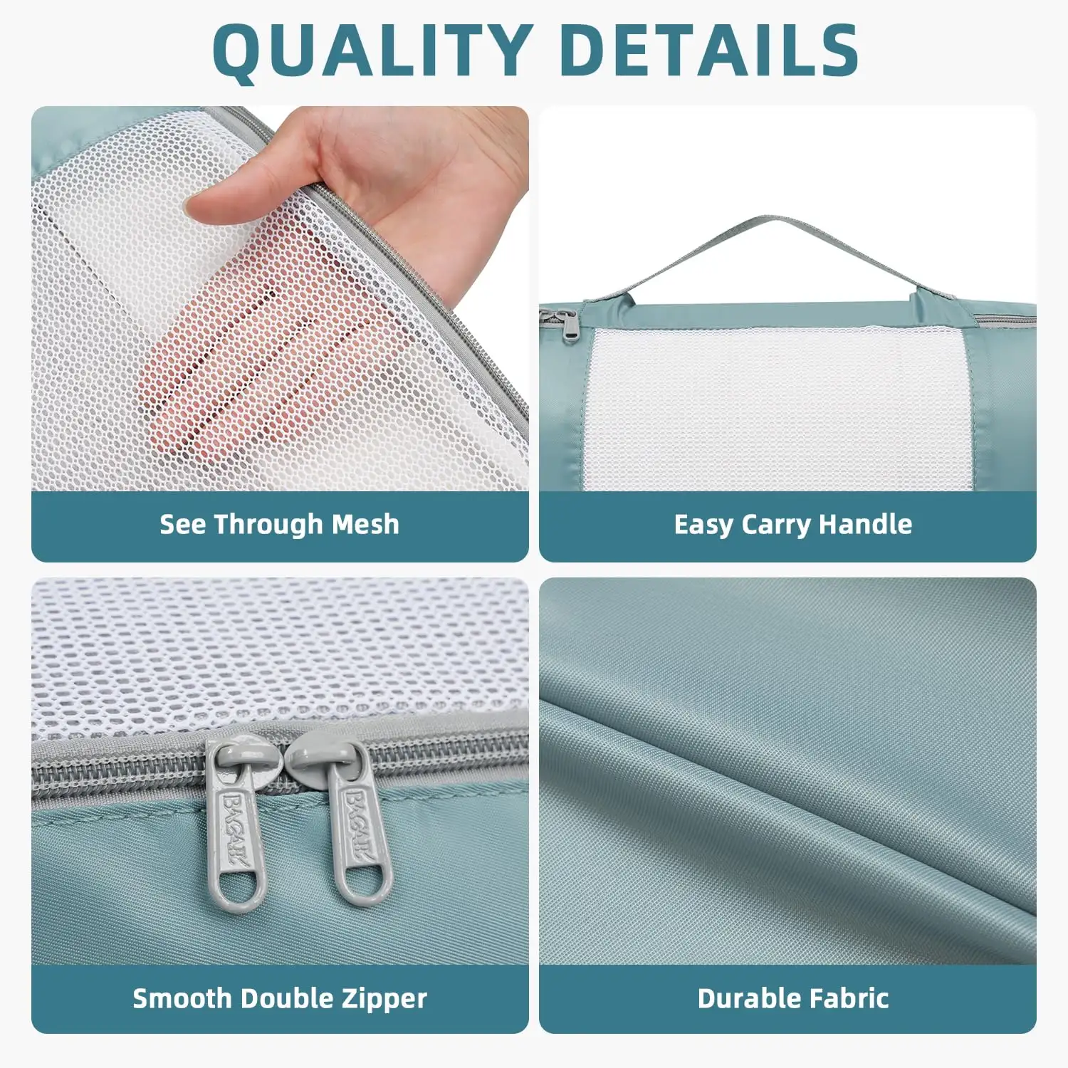 8 set mesh packing cubes in various sizes with makeup and shoe bags for organized travel.