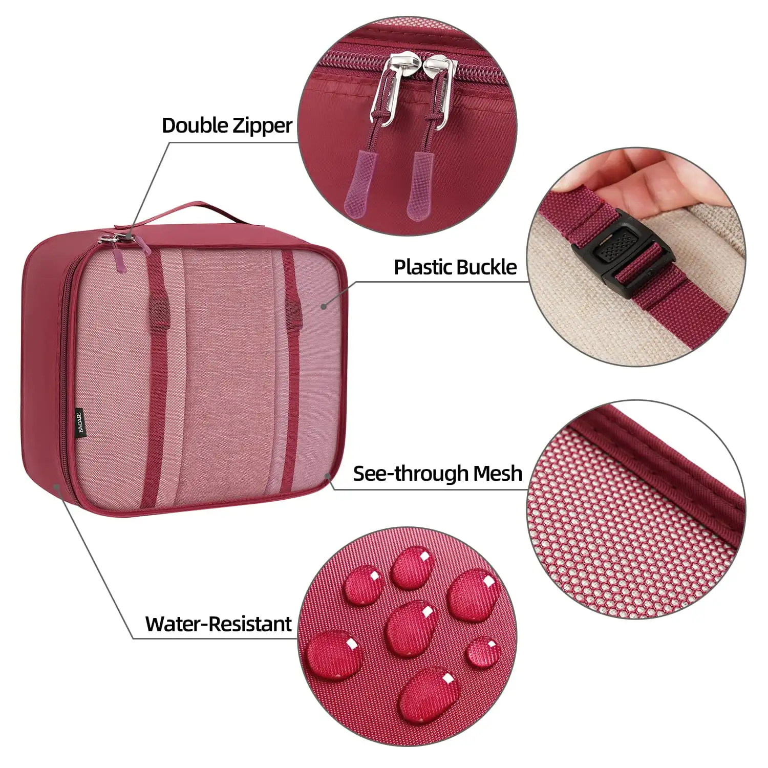 8-piece mesh packing cubes set with various sizes, includes makeup bag and shoe bag for organized travel.