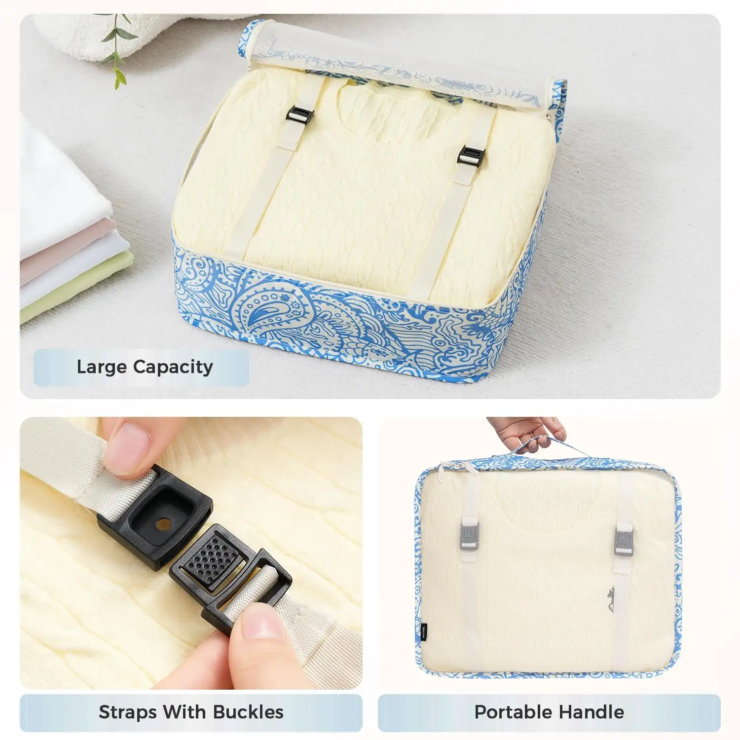 8 mesh packing cubes set with laundry and shoe bags, ideal for organized travel and efficient packing.