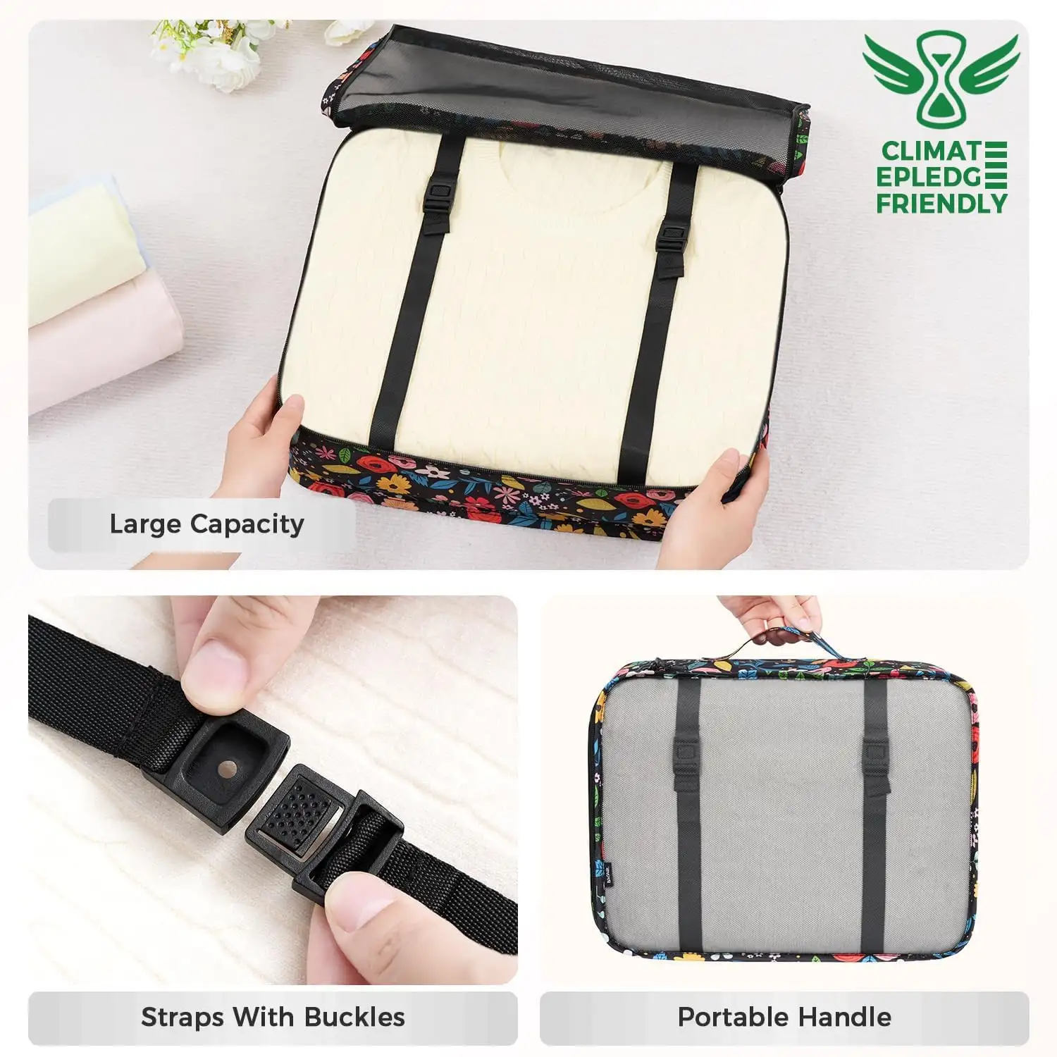 8 mesh packing cubes set with laundry bag and shoe bag, ideal for organized travel and storage.