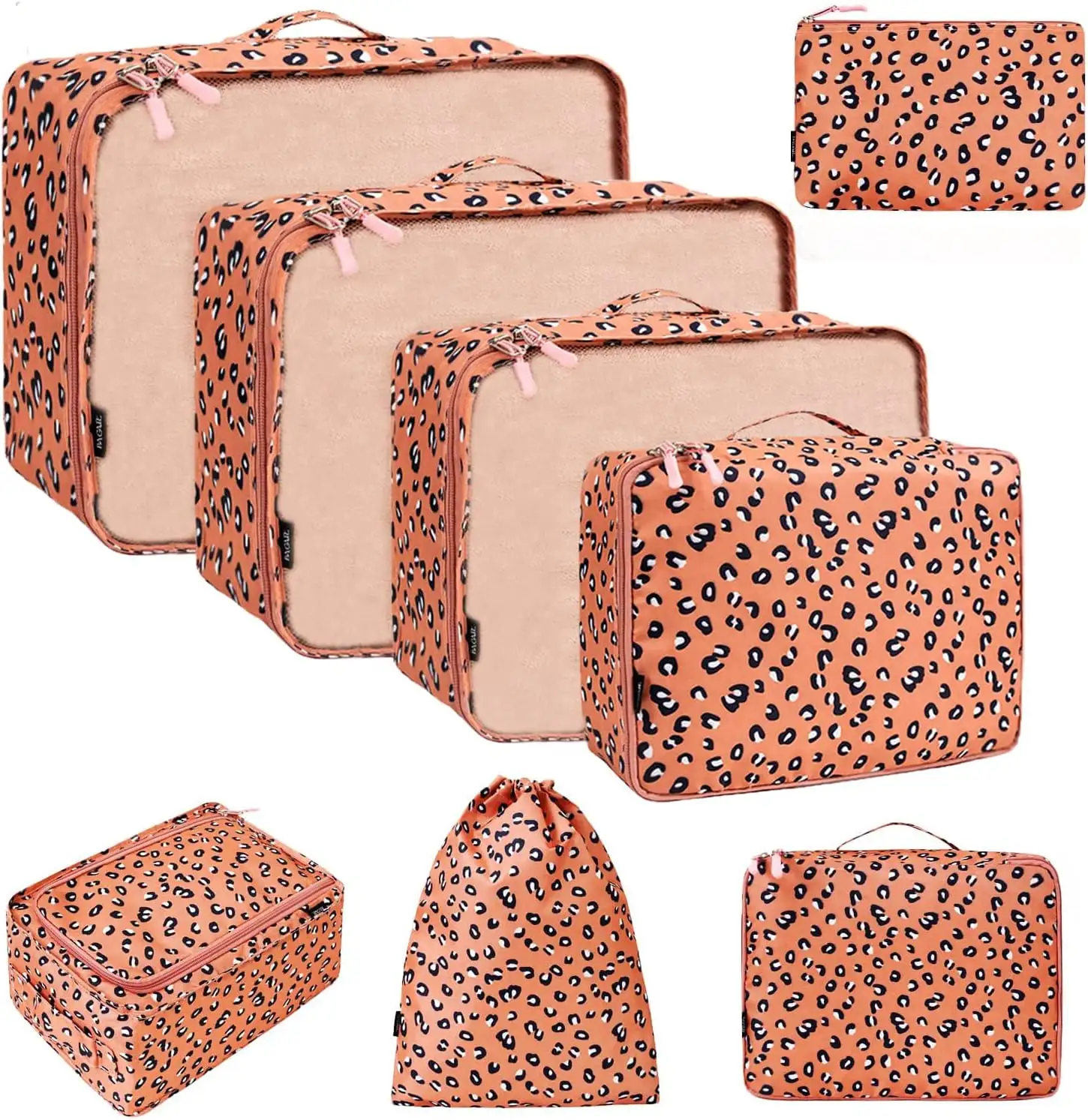 8 mesh packing cubes set with laundry and shoe bags, perfect for organized travel and efficient packing.