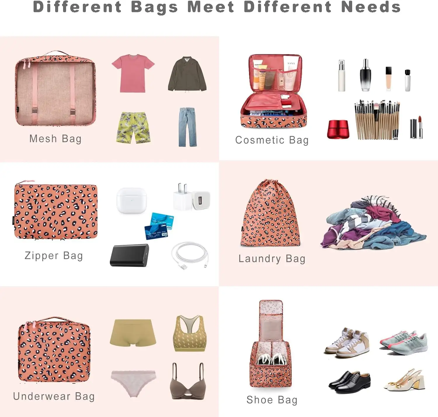 8 mesh packing cubes set with laundry bag and shoe bag, perfect for organized travel and efficient packing.