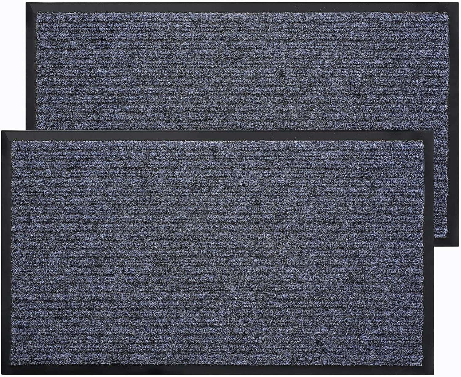 Steel grey door mat 2-pack, non-slip, dirt-resistant, 36x24 inches, perfect for indoor/outdoor entryways and easy to clean.