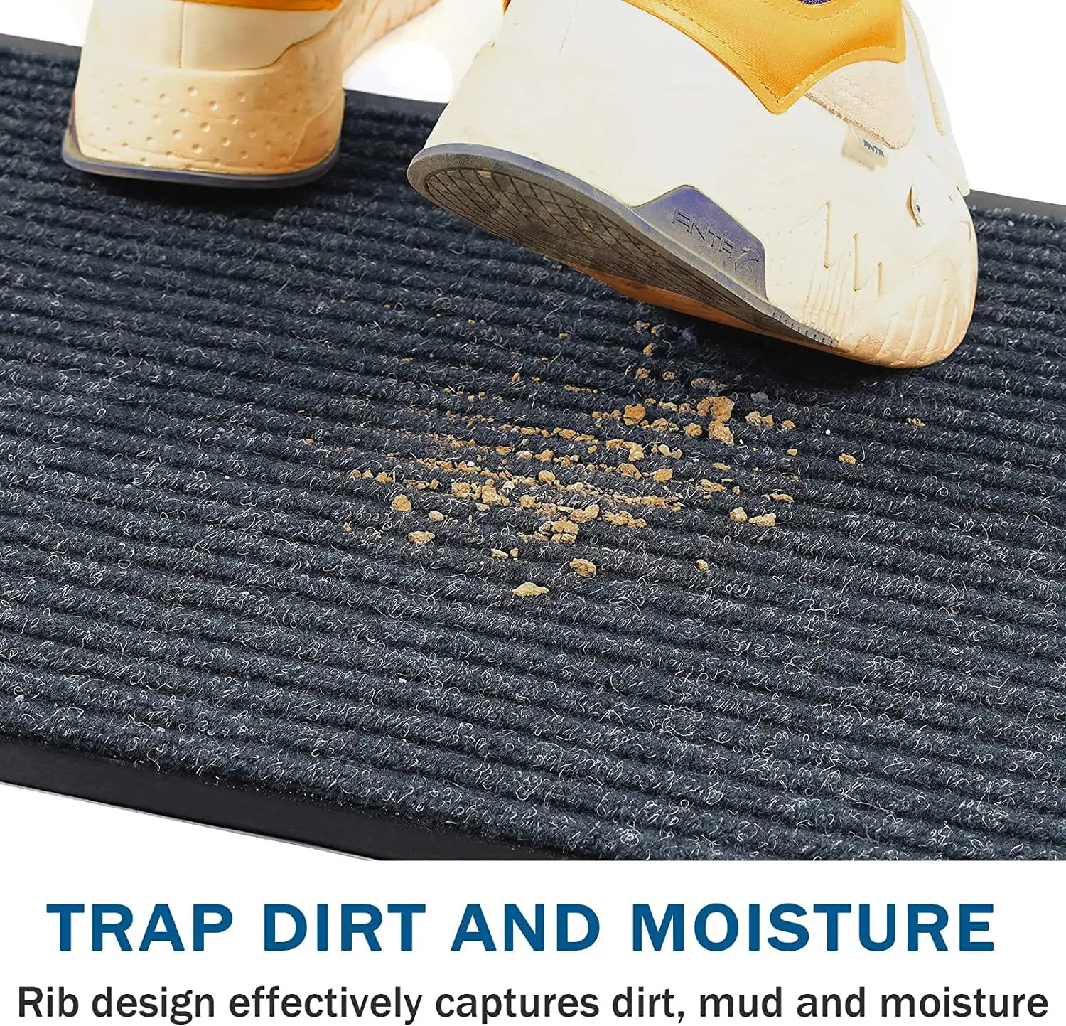 Steel grey 2-pack door mat, 36x24 inches, non-slip, dirt-resistant, easy clean for indoor/outdoor entryways.