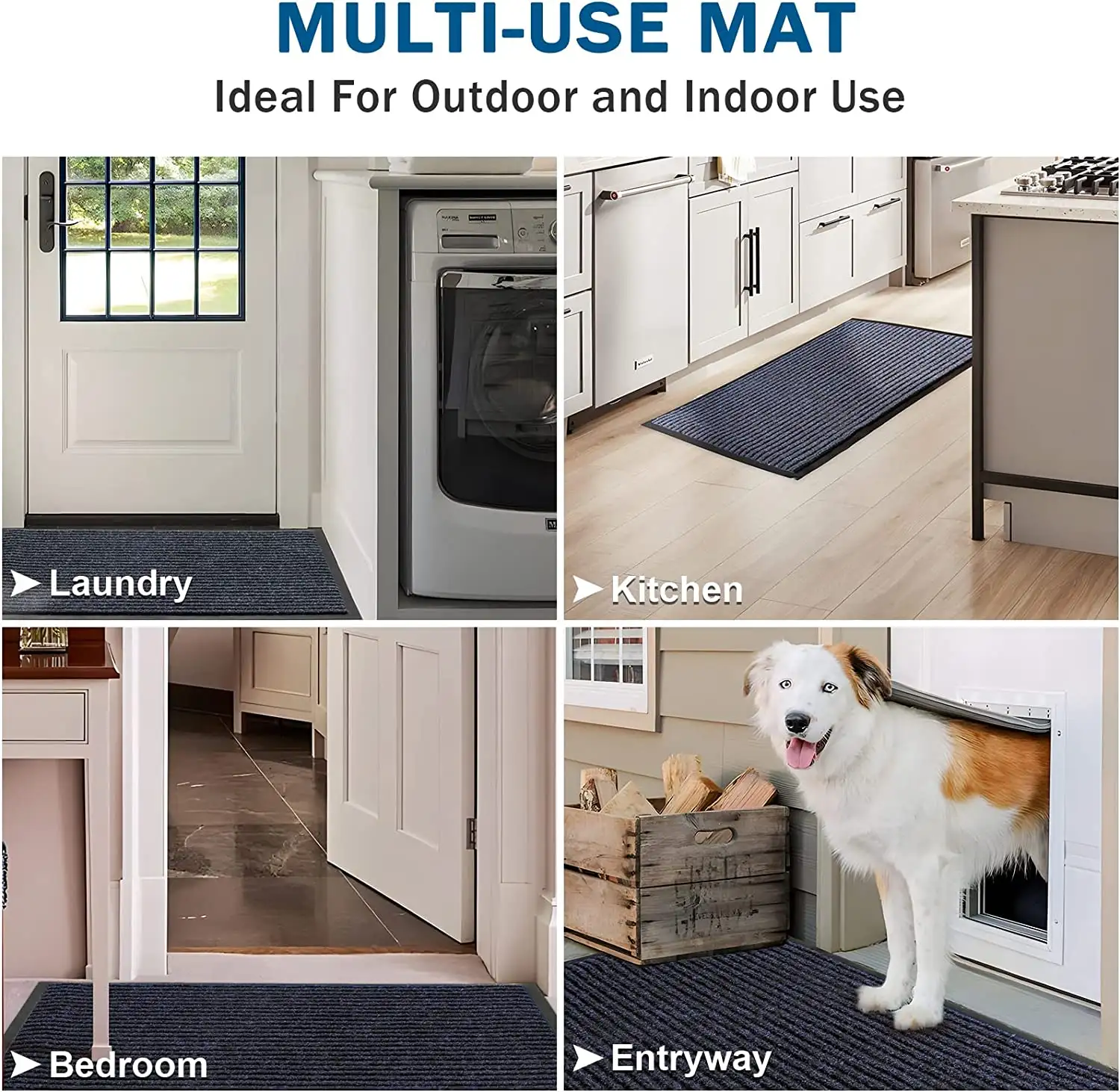 Steel grey 2-pack door mat set, non-slip, dirt-resistant, 36x24 inches, perfect for indoor and outdoor entryways.