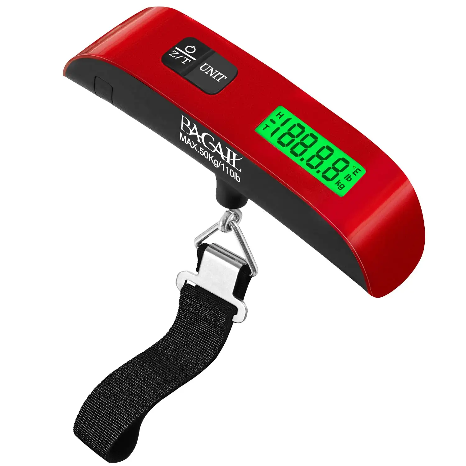 110lbs luggage scale with backlit LCD display, portable suitcase weight scale, ideal for travelers and easy to use.