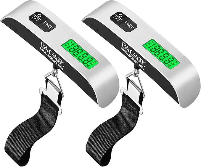 110lbs luggage scale with backlit LCD display for accurate baggage weight measurement and travel convenience