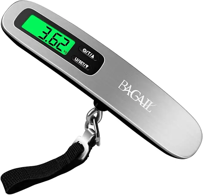 110lbs luggage scale with backlit LCD display for easy weight measurement of bags and suitcases.