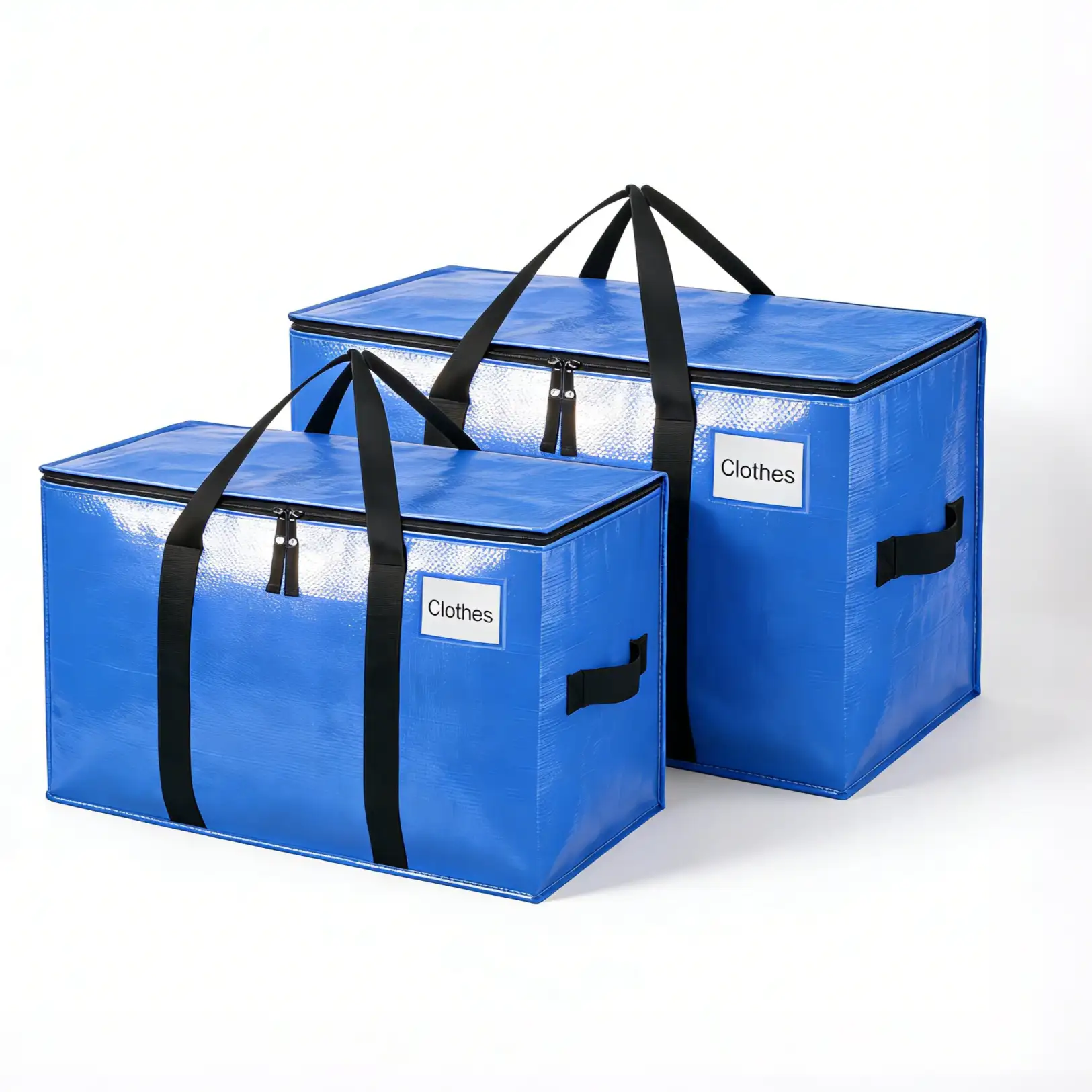 Heavy duty extra large moving bags with strong handles, perfect for clothes storage and college moving supplies, 2 pack.