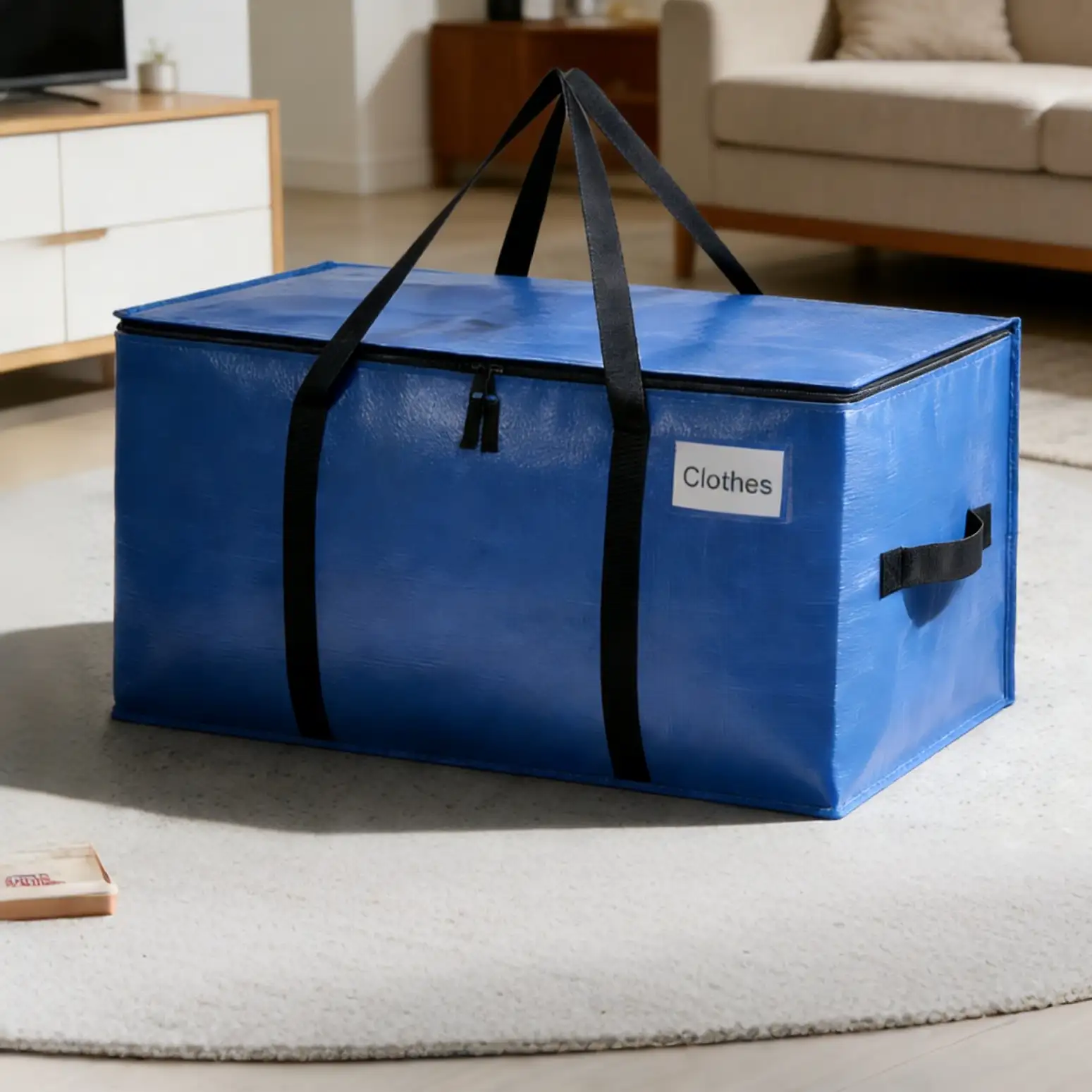 Extra large heavy-duty moving bags with strong handles, ideal for college supplies and clothing storage, black, 2 pack.