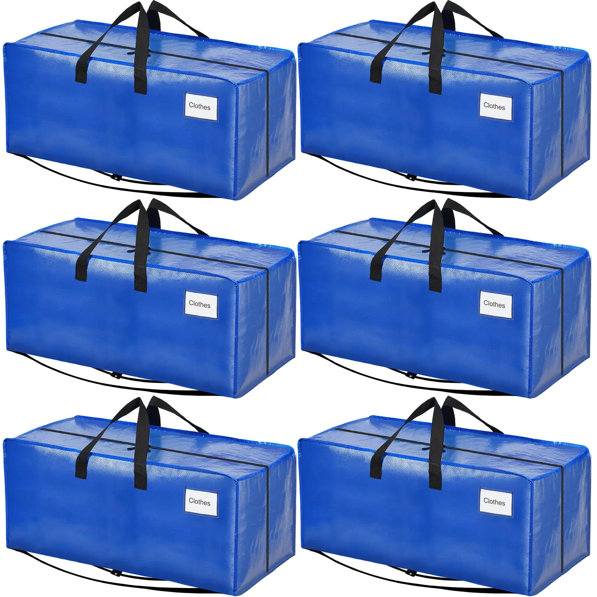 Heavy-duty extra-large moving bags with strong handles, perfect for clothes and college supplies, 2-pack in black.