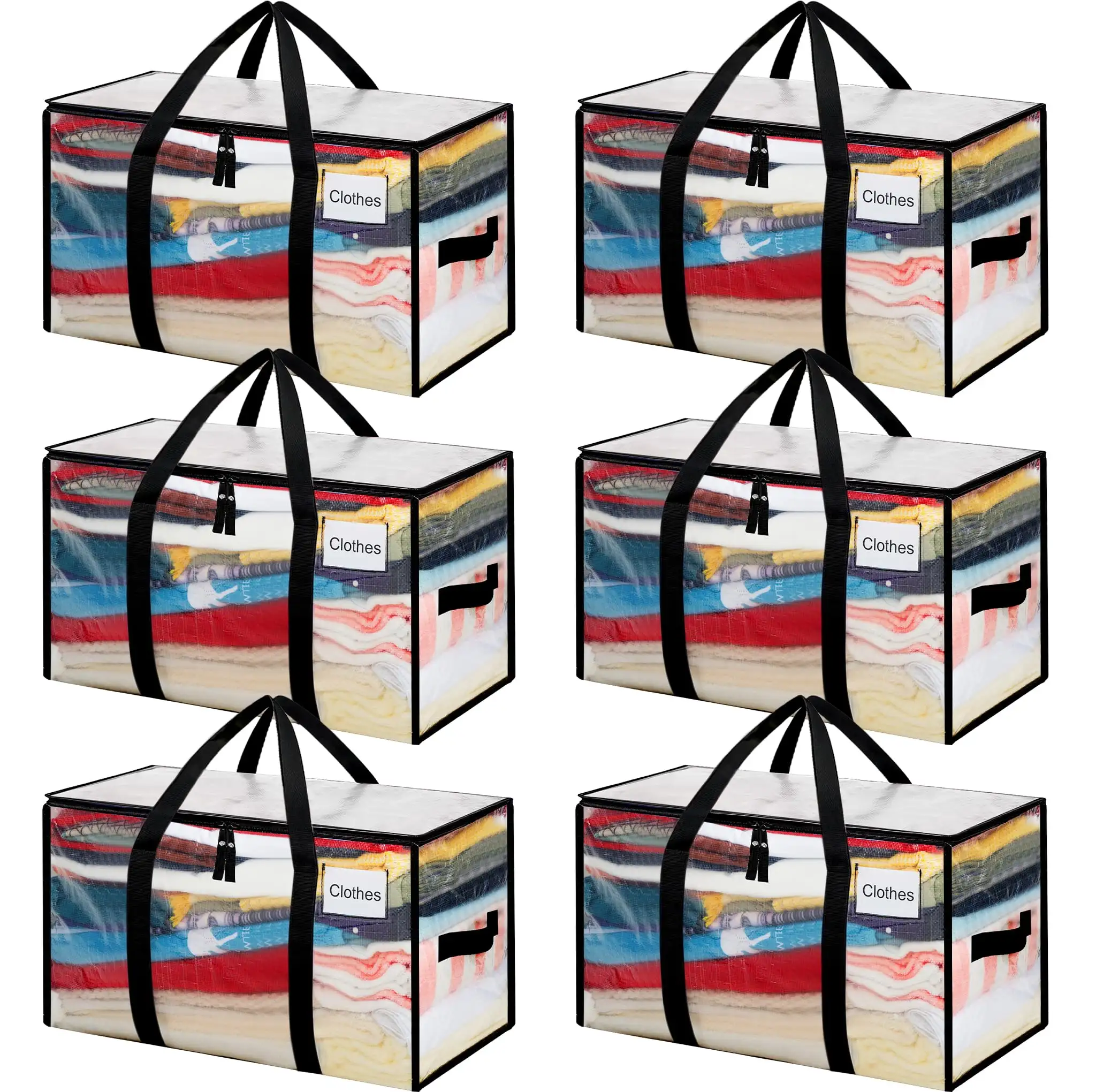 Extra large heavy-duty moving bags with strong handles, perfect for clothes and college supplies, 2-pack in black.