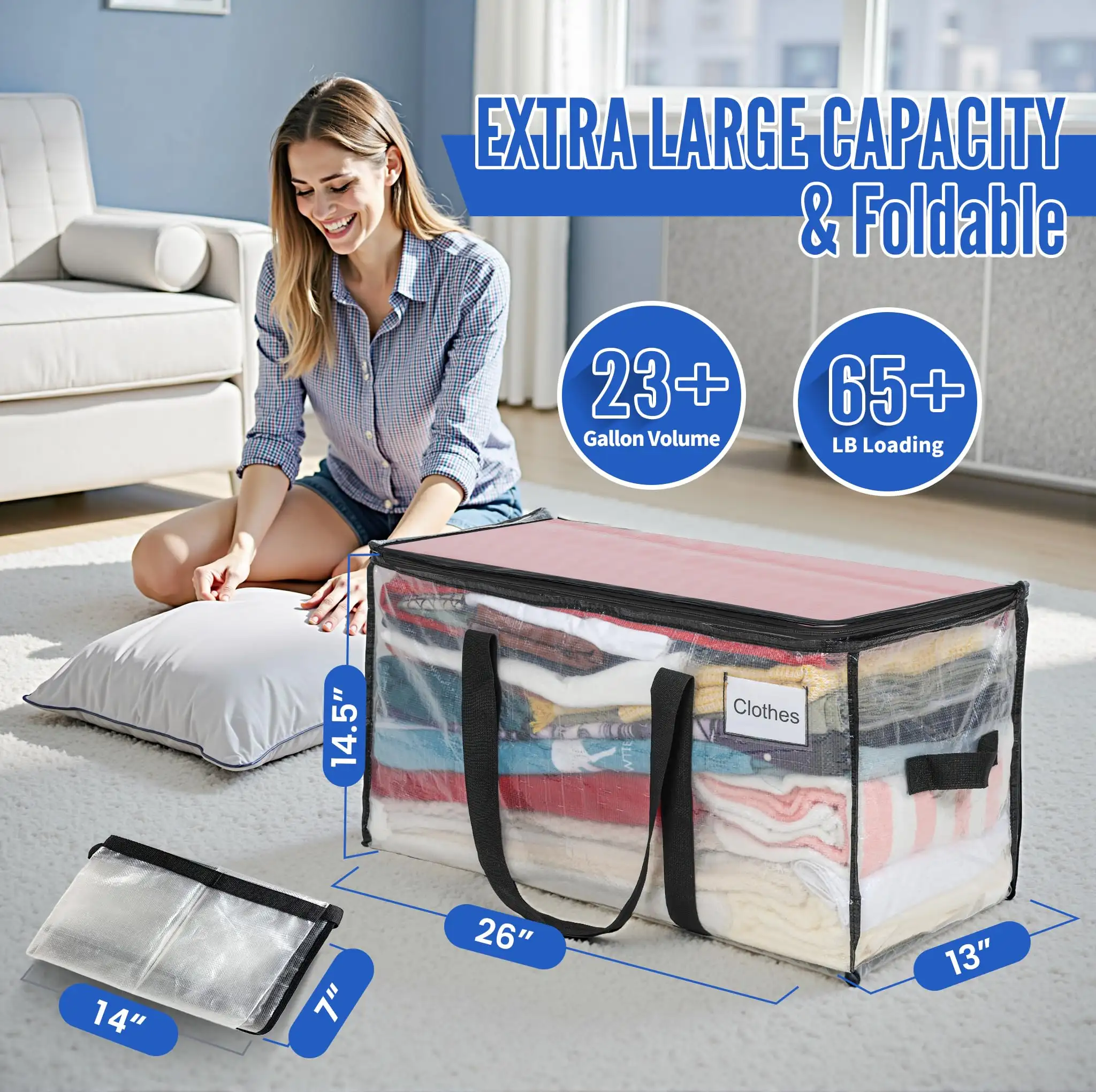 Extra large heavy duty moving bags with strong handles, ideal for clothes and college supplies, 2 pack, black color.