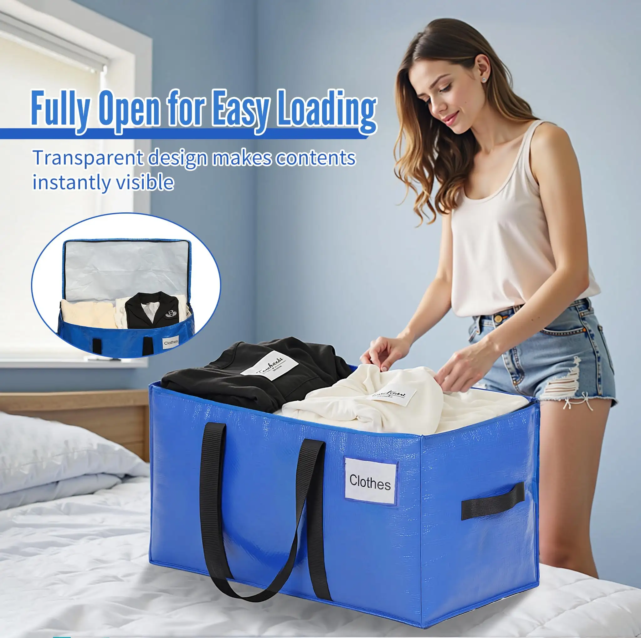 Heavy duty extra large moving bags with strong handles, perfect for clothes and college moving supplies, 2 pack, black.