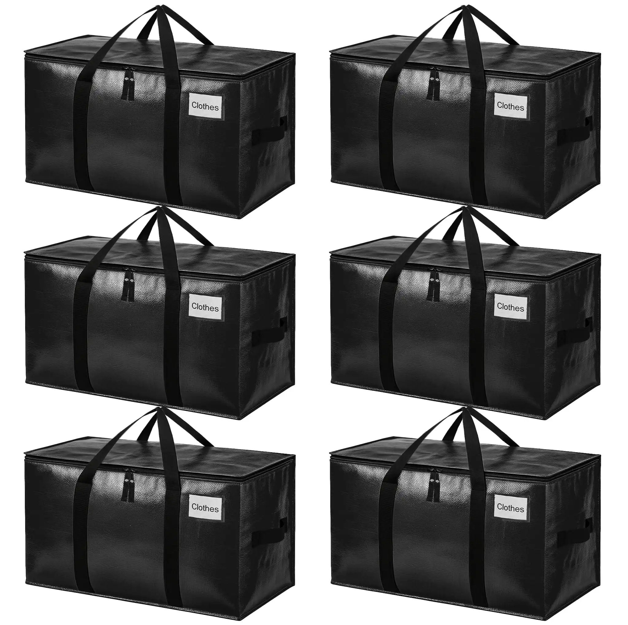 Heavy duty extra large moving bags with strong handles, perfect for clothes and college storage, 2 pack, black.