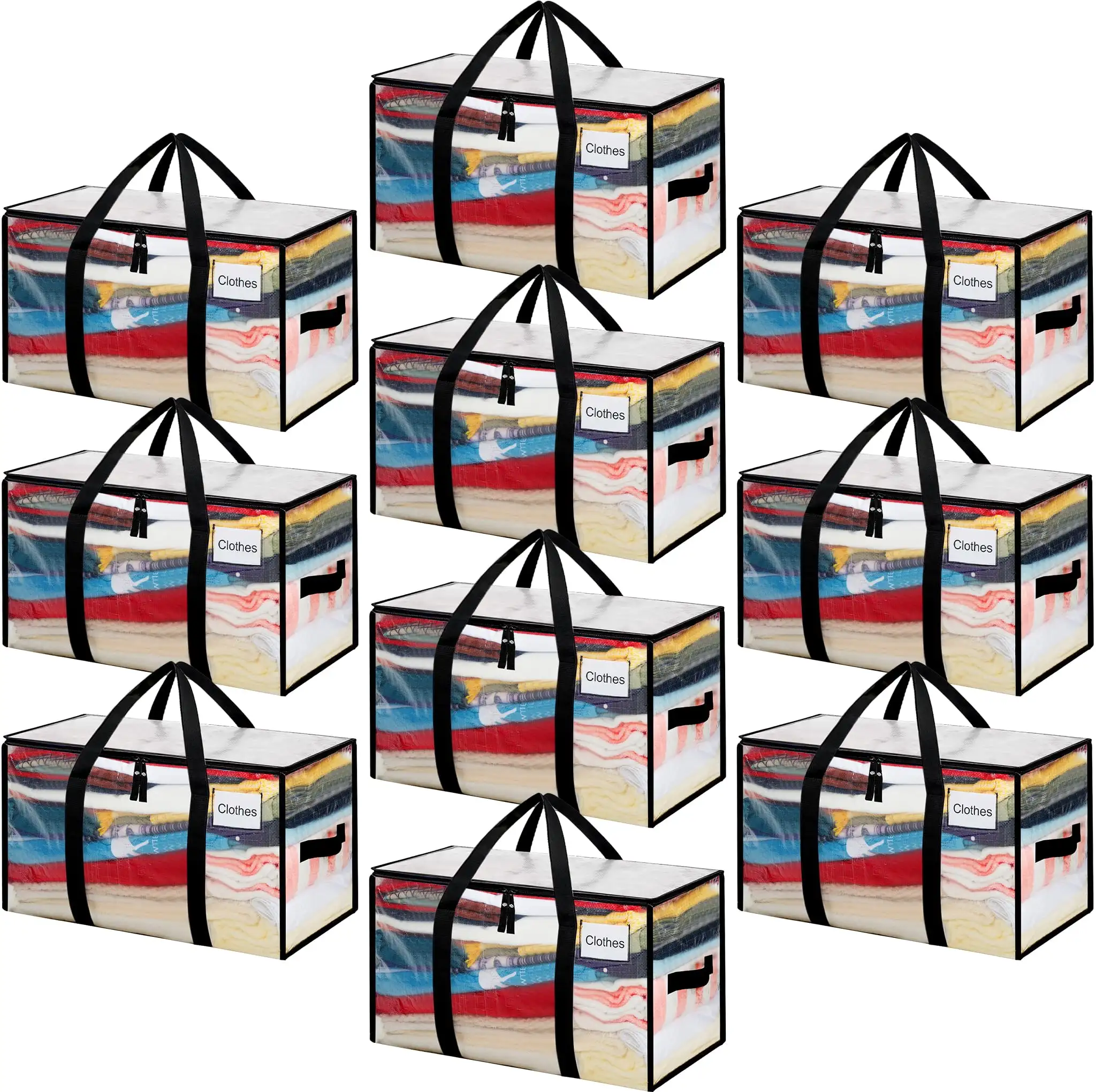 Heavy duty extra large moving bags with strong handles, perfect for clothes and college supplies, 2 pack in black.