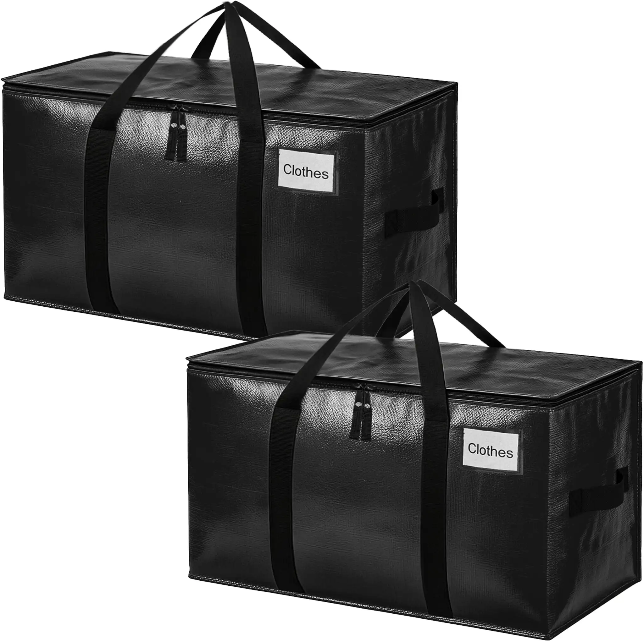 Extra large heavy duty moving bags with strong handles, ideal for clothes and college supplies, black, 2 pack, 80L.