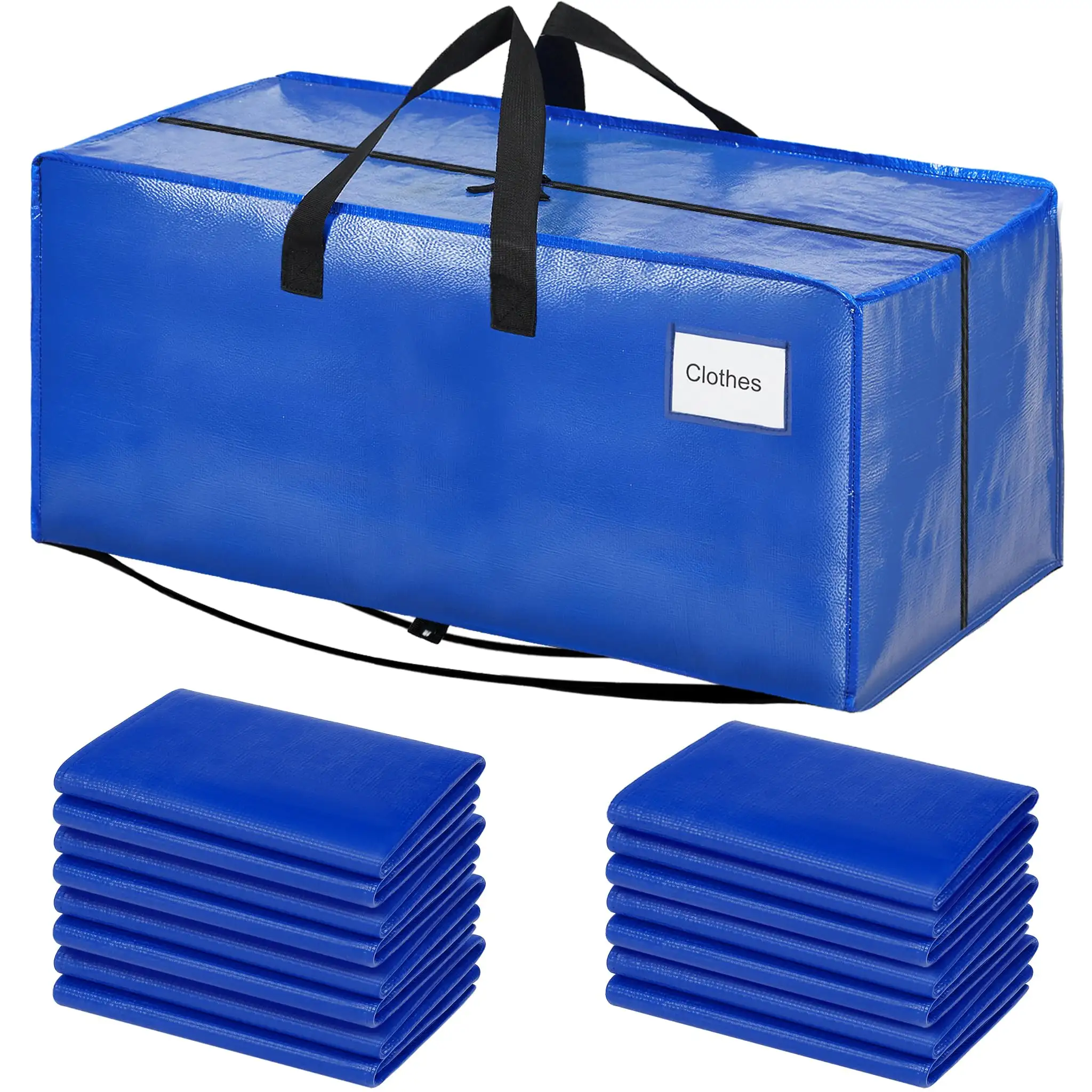 Heavy duty extra large moving bags with strong handles, perfect for clothes and college supplies, 2 pack in black.