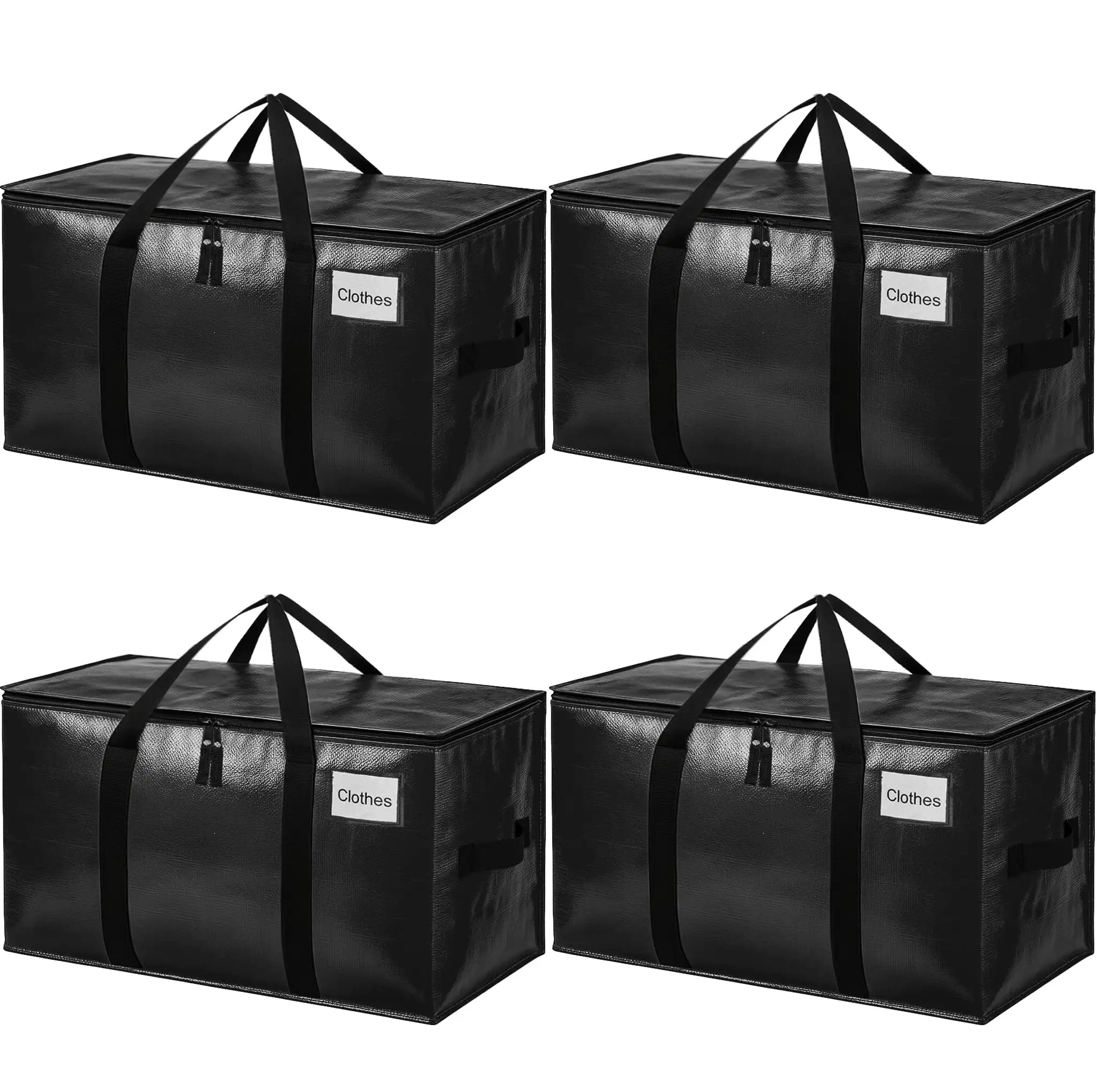 Heavy duty extra large moving bags with strong handles, perfect for clothes and college supplies, 2 pack, black.