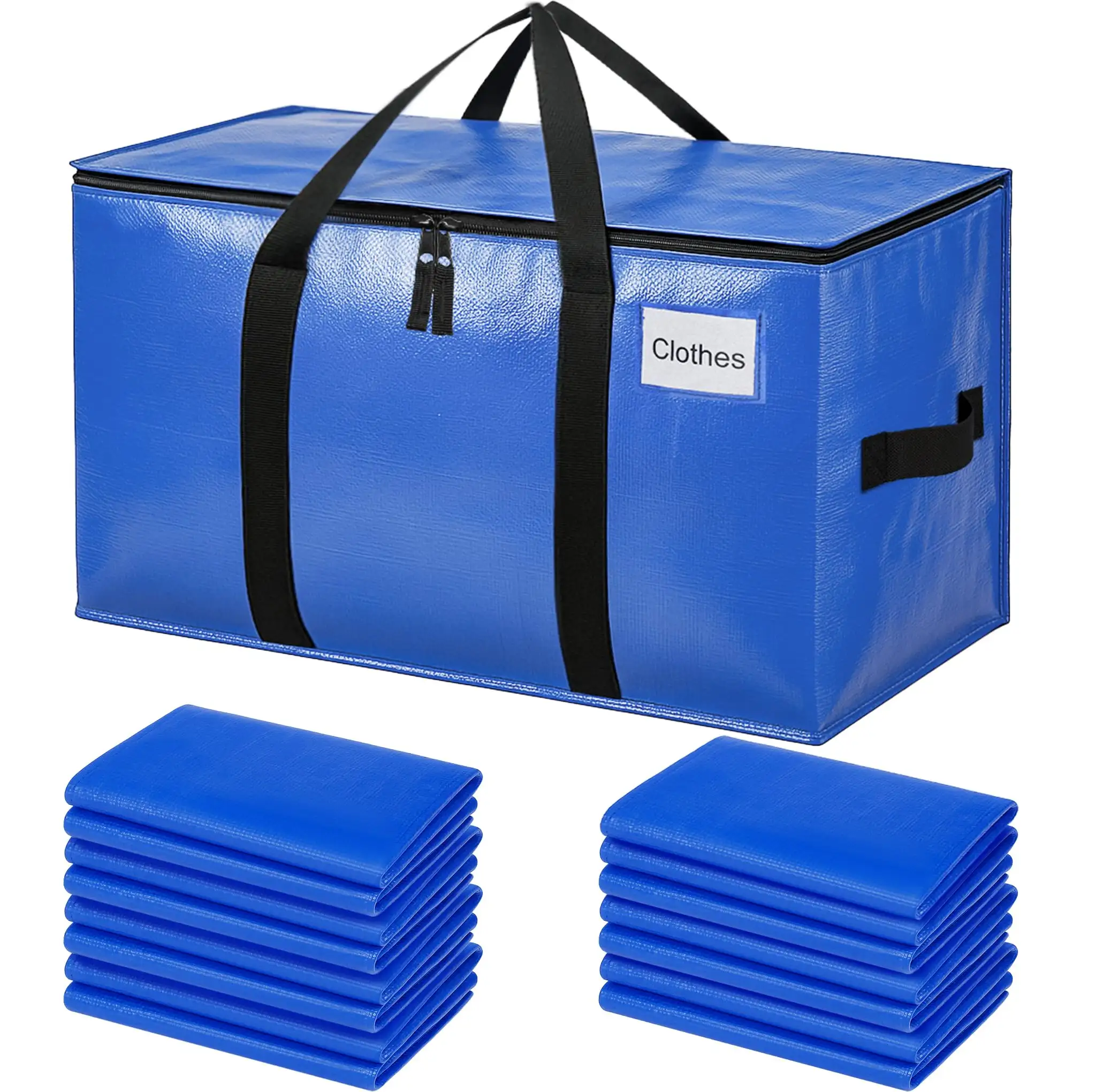 Extra large heavy-duty moving bags with strong handles, perfect for clothes and college supplies, 2 pack, black.