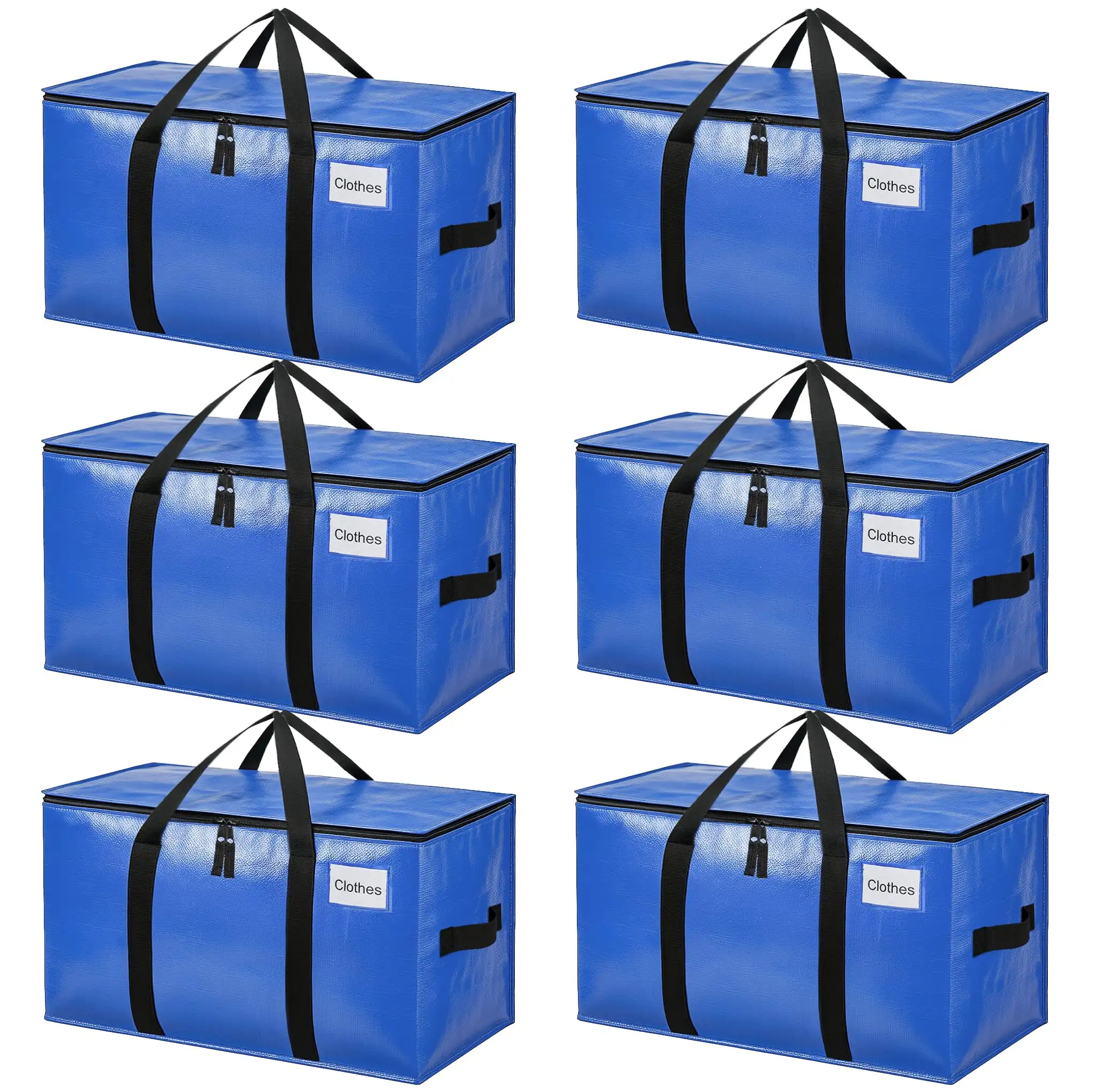 Heavy duty extra large moving bags with strong handles, ideal for clothes storage and college moving, 2 pack.