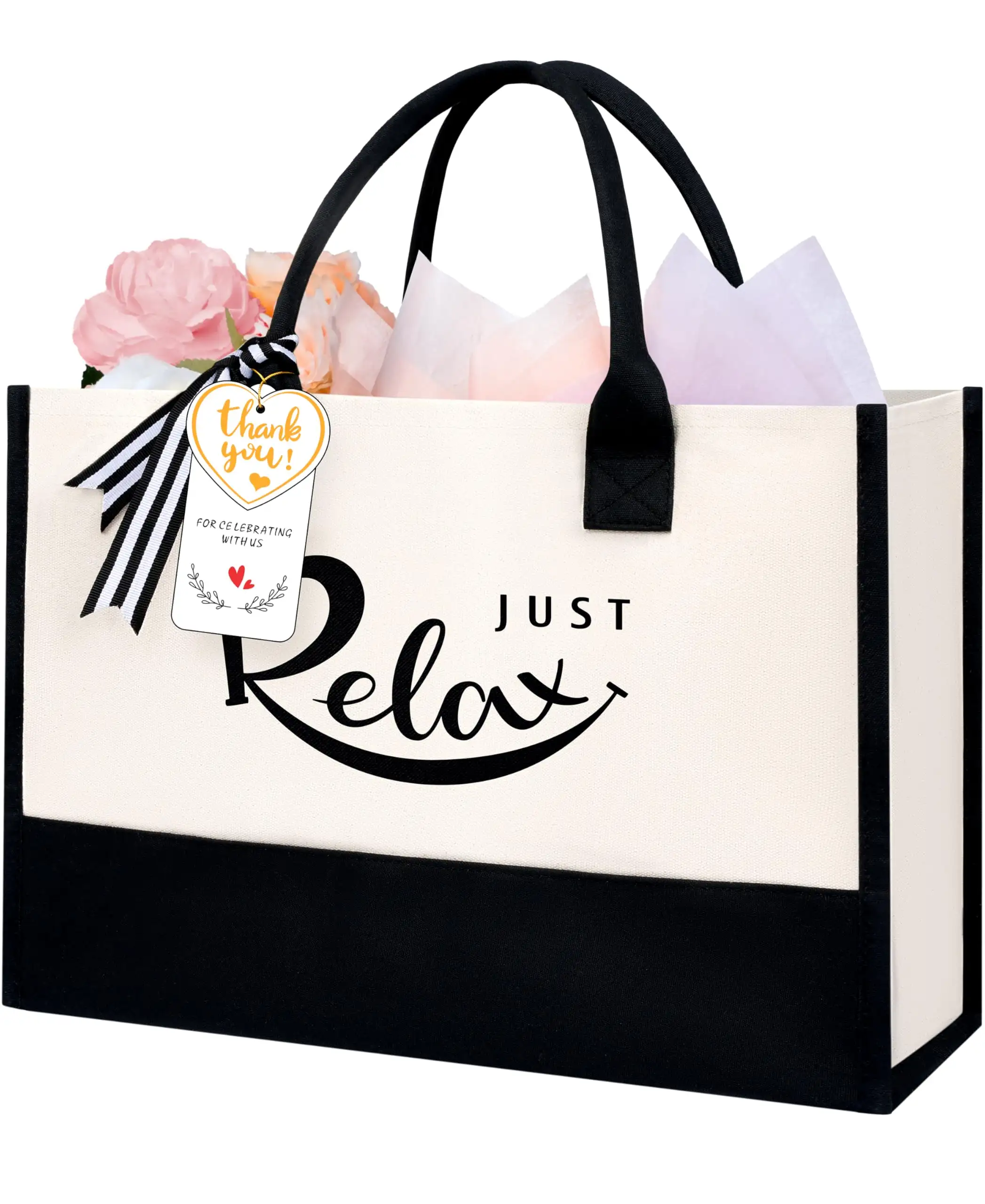 Personalized ivory Initial Tote Bag for women, perfect birthday gift for teachers, moms, and friends, stylish and monogram...