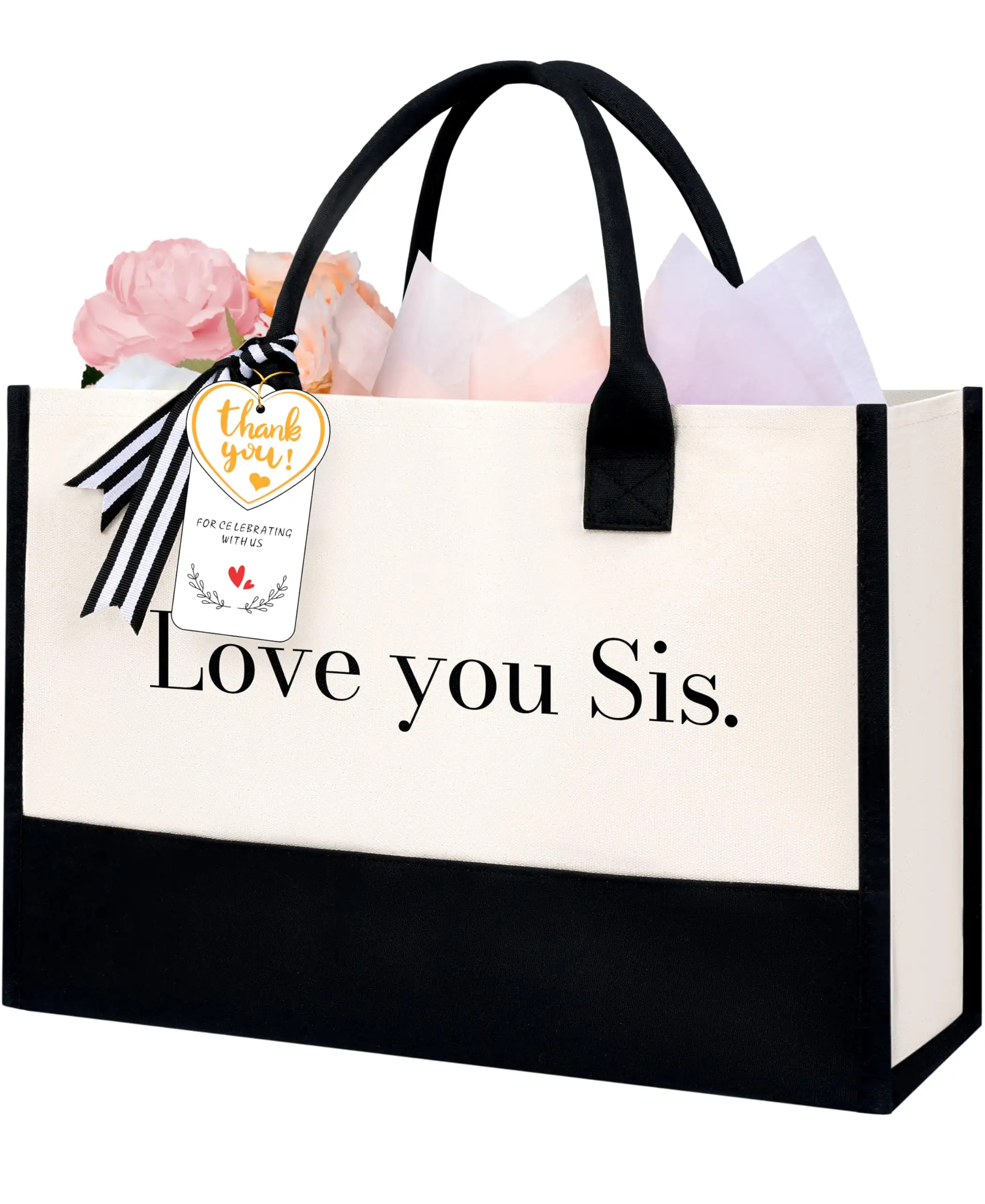 Personalized ivory Initial Tote Bag, perfect birthday gift for women, teachers, and moms, ideal for weddings and beach out...