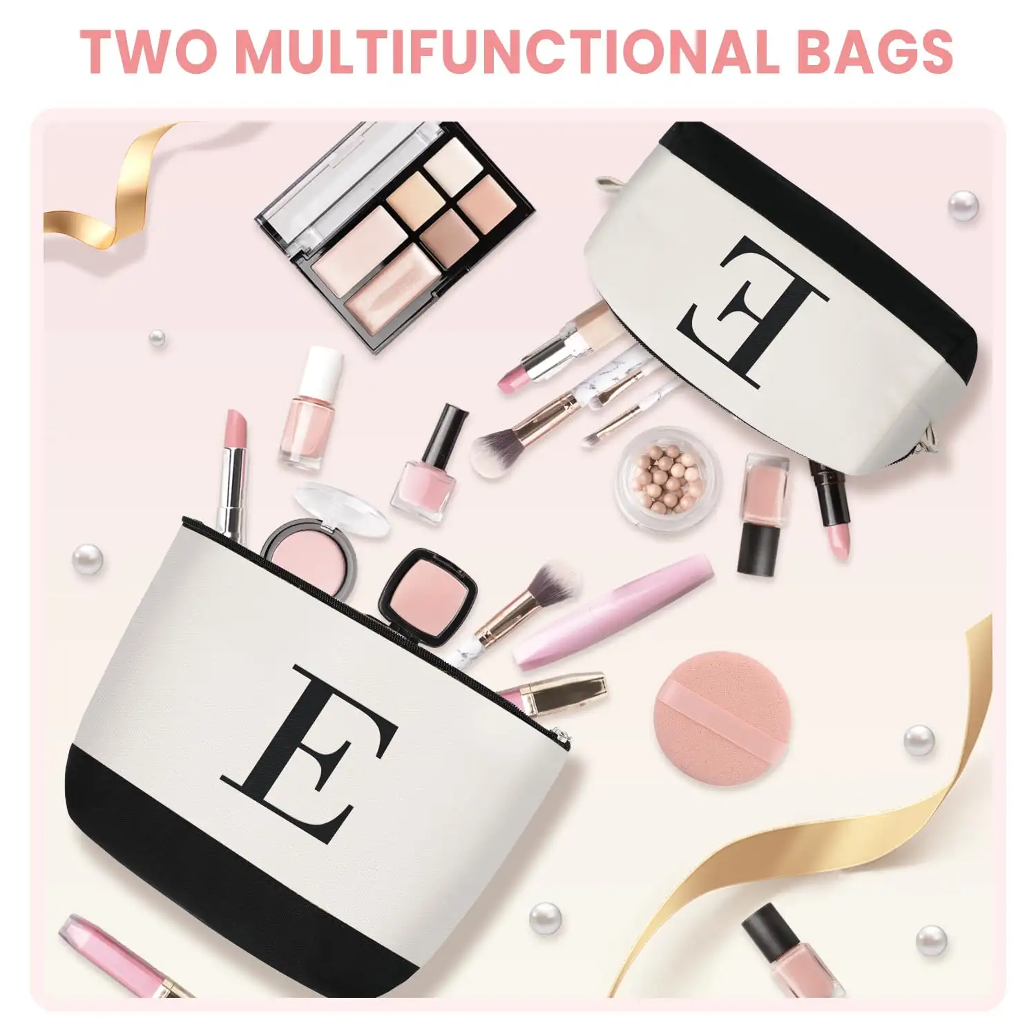 Personalized Initial Tote Bag in Ivory, perfect birthday gift for women, teachers, moms, and friends – monogrammed beach...