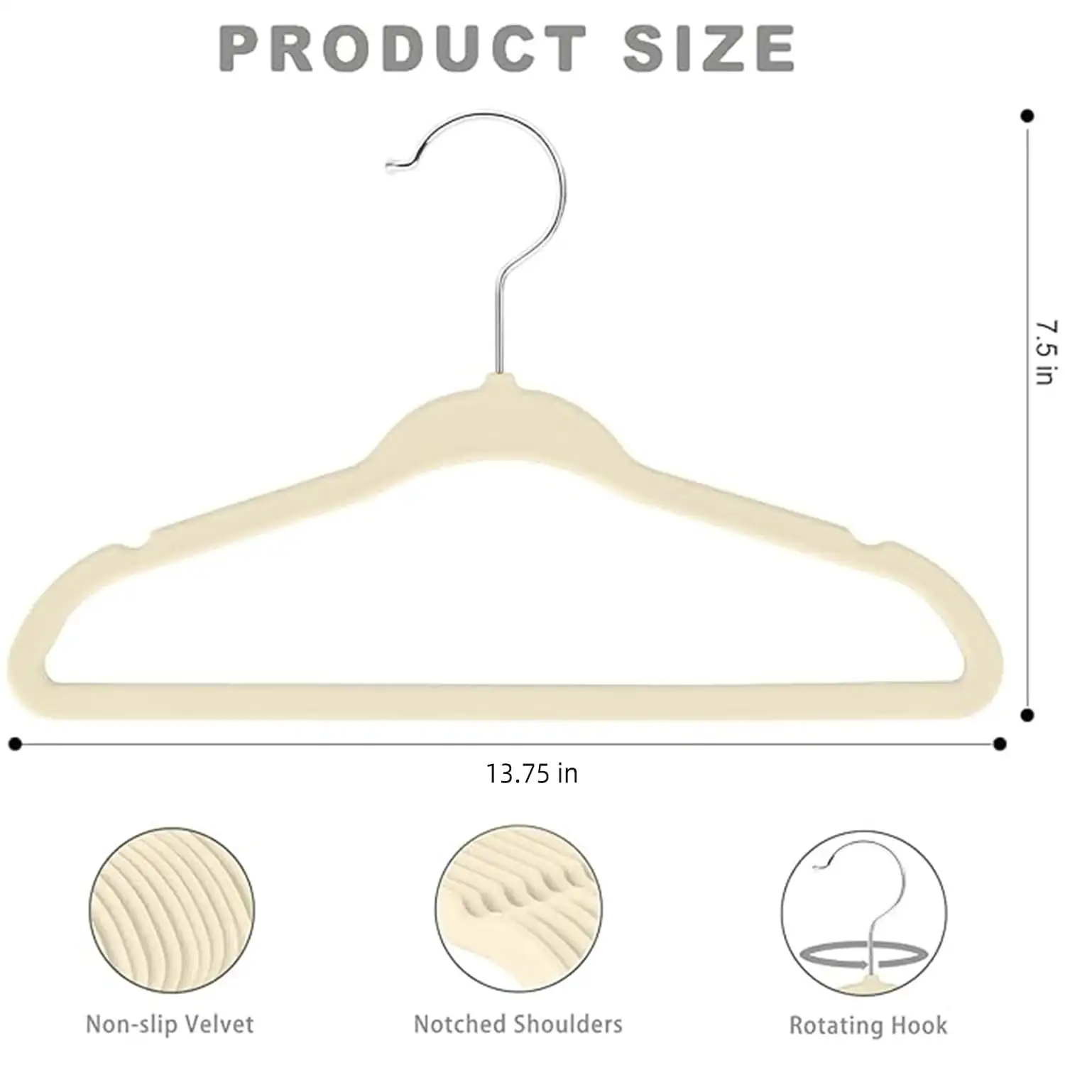 Kids velvet hangers, 11 inches, non-slip design, ideal for infant and toddler clothes, 50-pack in black.