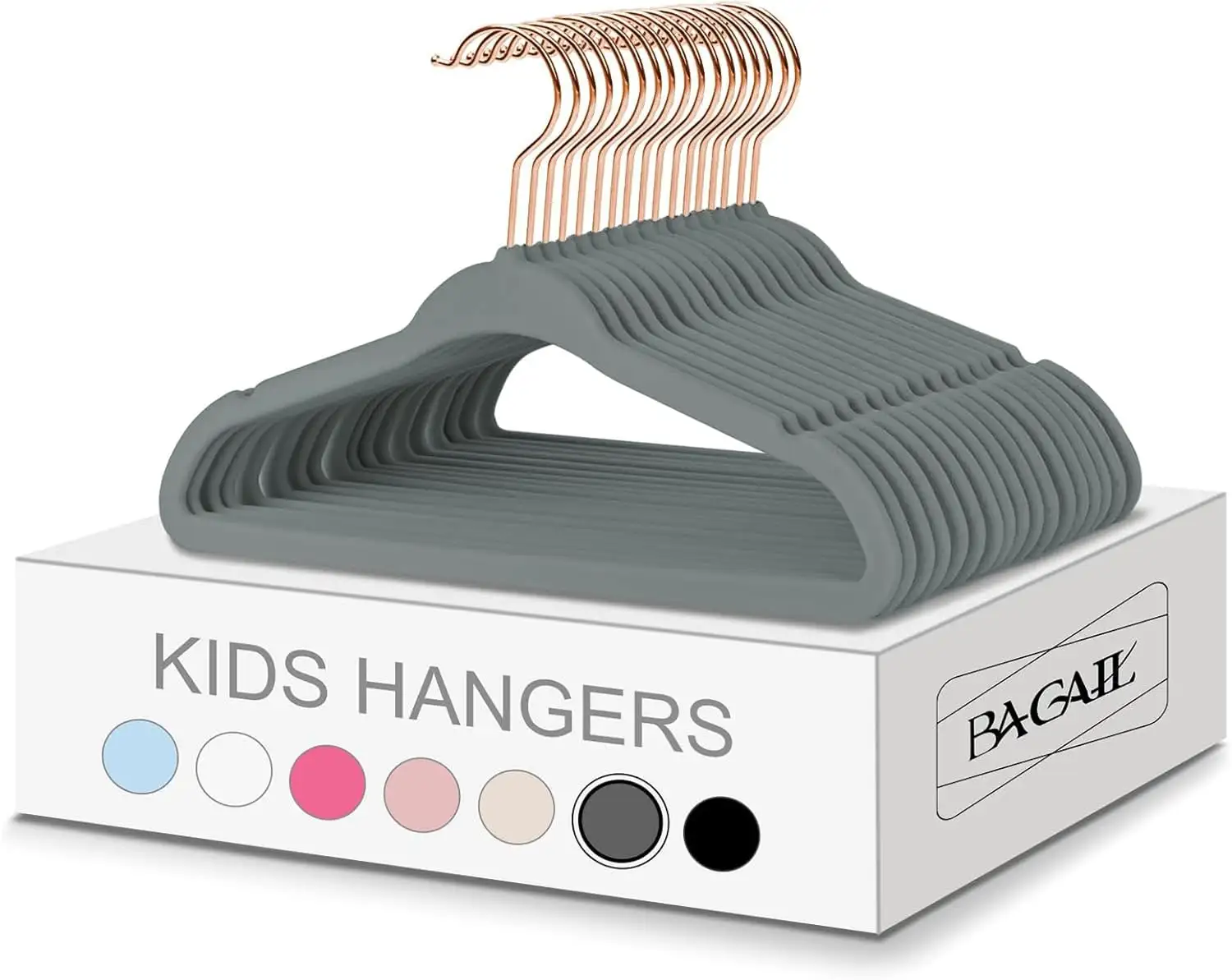 Kids velvet hangers, 11 inches, non-slip design for infant/toddler clothes, 50-pack in black, perfect for organized closets.