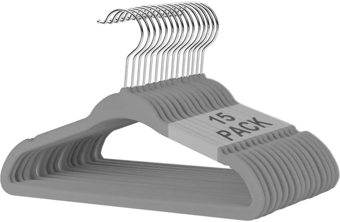 Kids velvet hangers 11 inches, non-slip design for infant and toddler clothes, 50-pack in black for organized storage