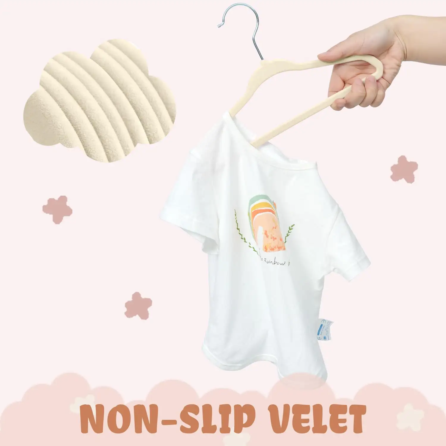 Kids velvet hangers, 11-inch non-slip design for infants and toddlers, ideal for organizing children's clothes (50 pack).
