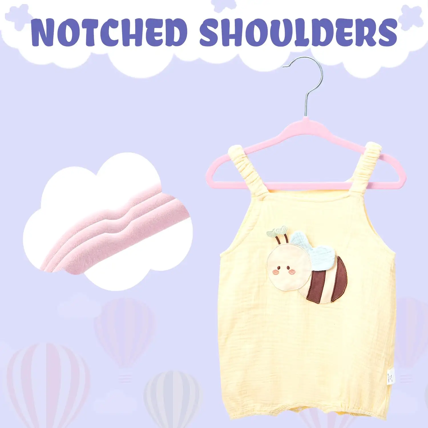 Kids velvet hangers, 11 inches, non-slip design for infant and toddler clothes, black, 50-pack, durable and space-saving.