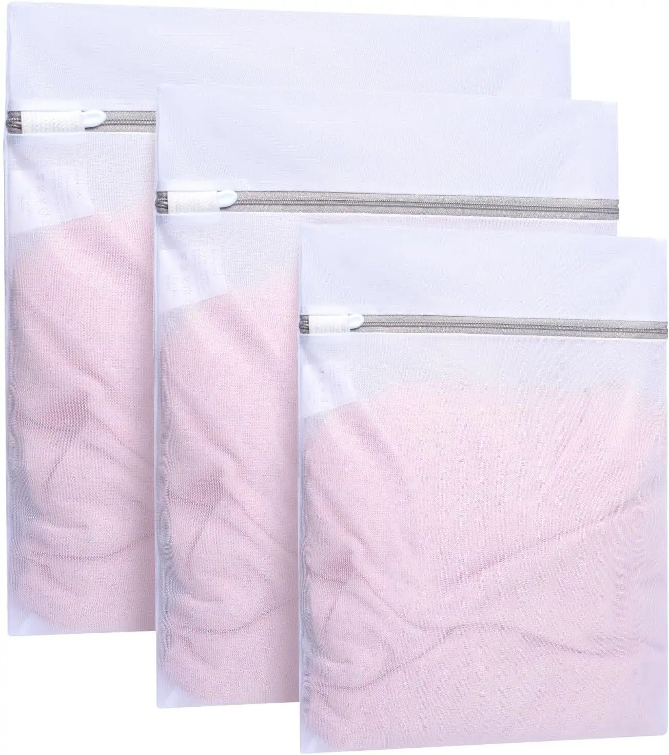 Mesh laundry bag for washing intimates, lingerie, and delicates; breathable design protects fabrics during machine wash.