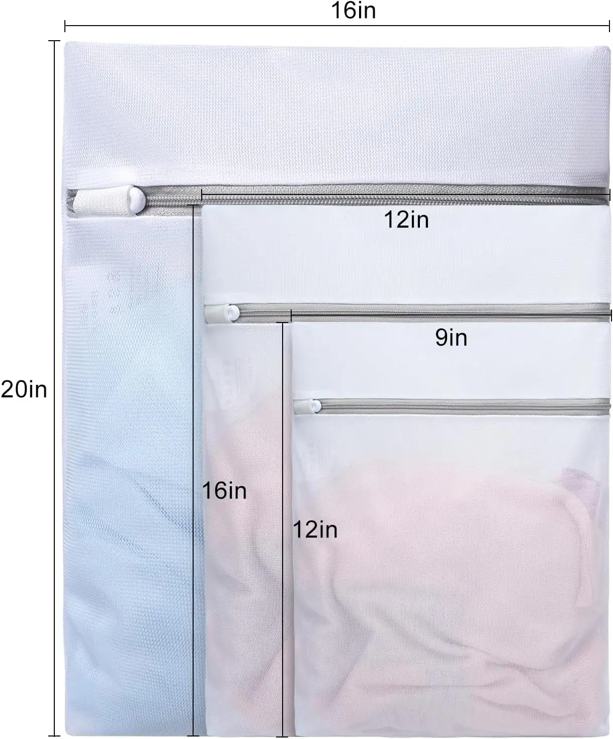 Mesh laundry bag for washing intimates, lingerie, and delicates; protects fabrics, breathable design, ideal for delicate c...