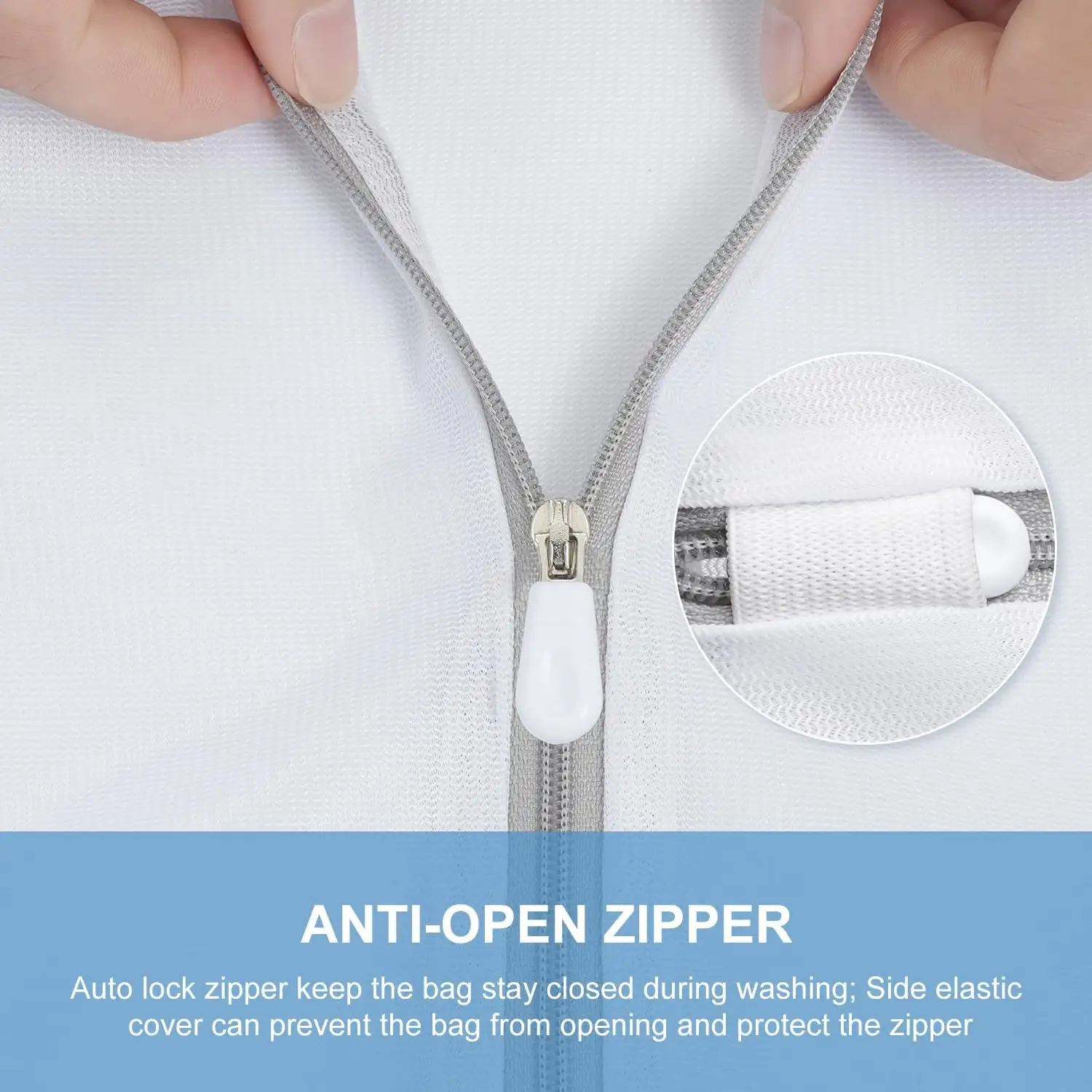 Mesh laundry bag for delicate lingerie and intimates, ensuring safe washing and preventing damage during laundry.