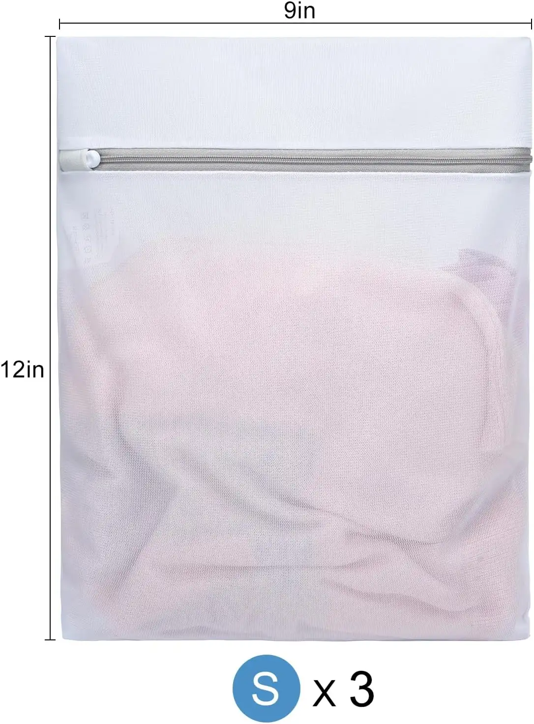 Mesh laundry bag for washing intimates, lingerie, and delicate items, ensuring protection and cleanliness during cycles.