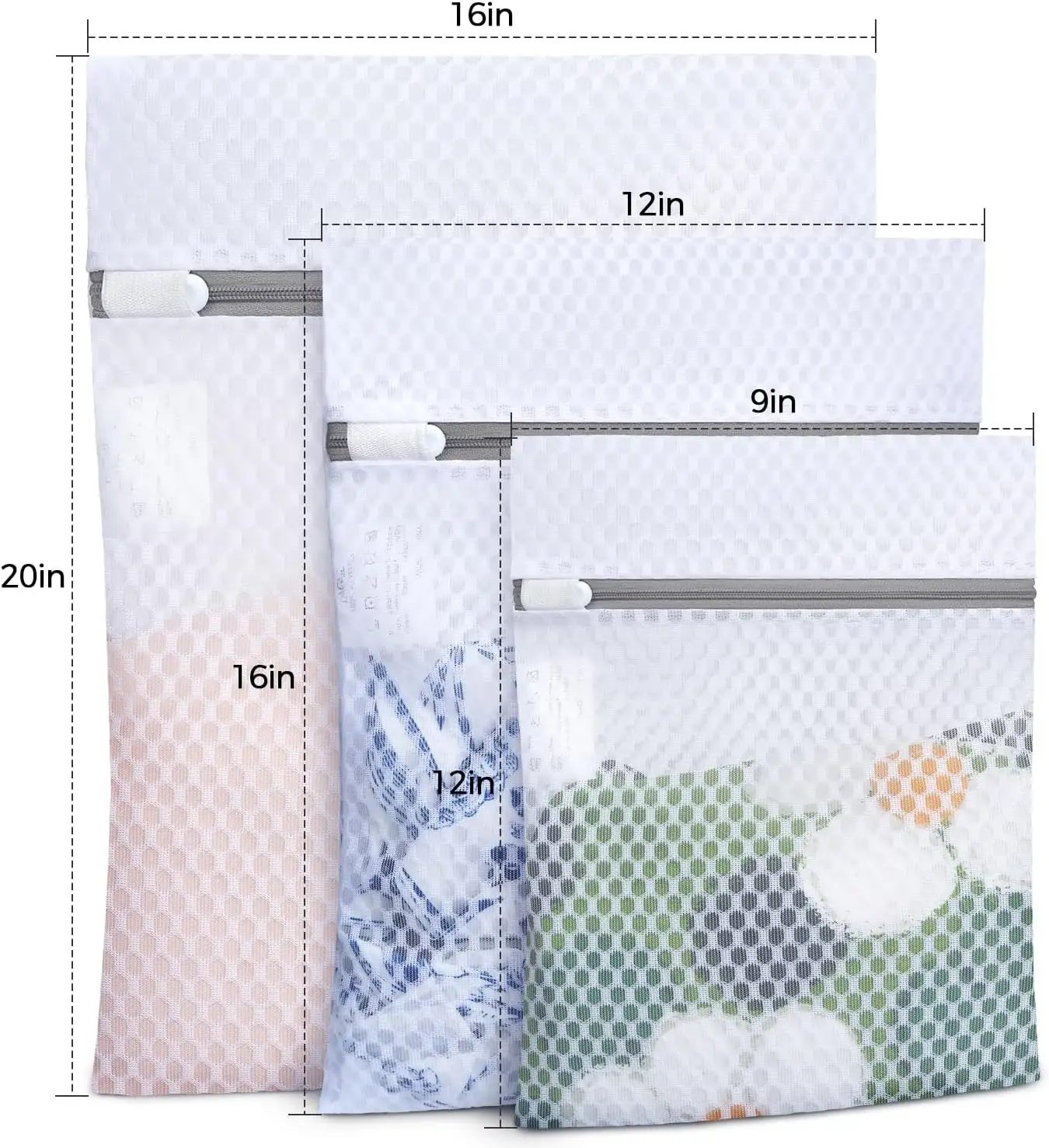 Mesh laundry bag for washing intimates, lingerie, and delicates, featuring a durable design and secure zipper closure.