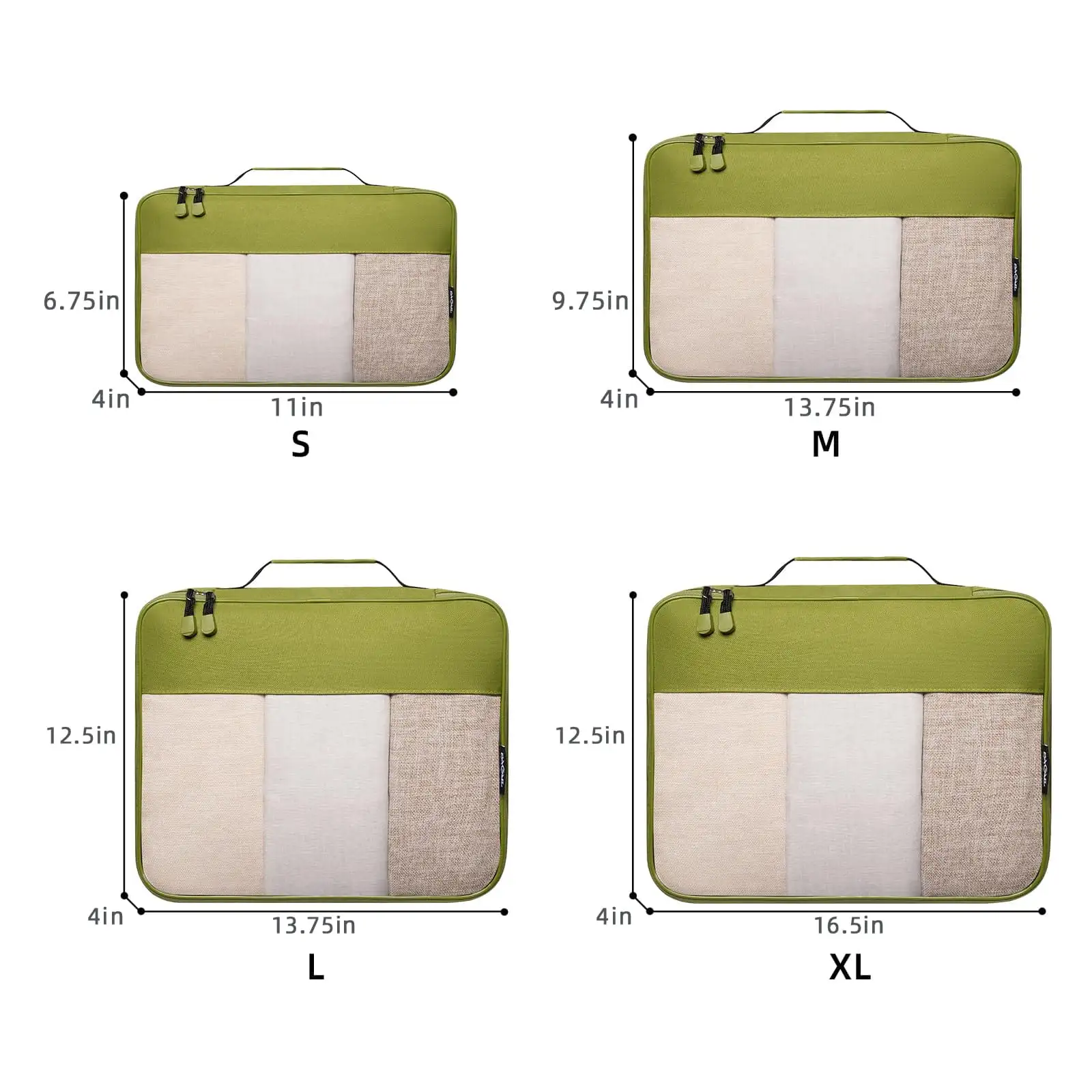 BAGAIL beige packing cubes set for travel, clear organizer for luggage accessories, 4-piece storage solution.