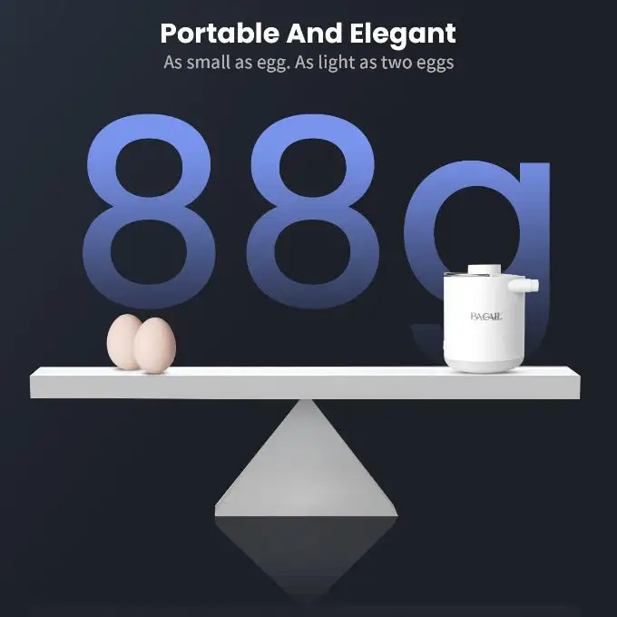 BAGAIL Portable Vacuum Pump with light, 1300mAh battery, ideal for compression bags, sleeping pads, pool floats, and rings.