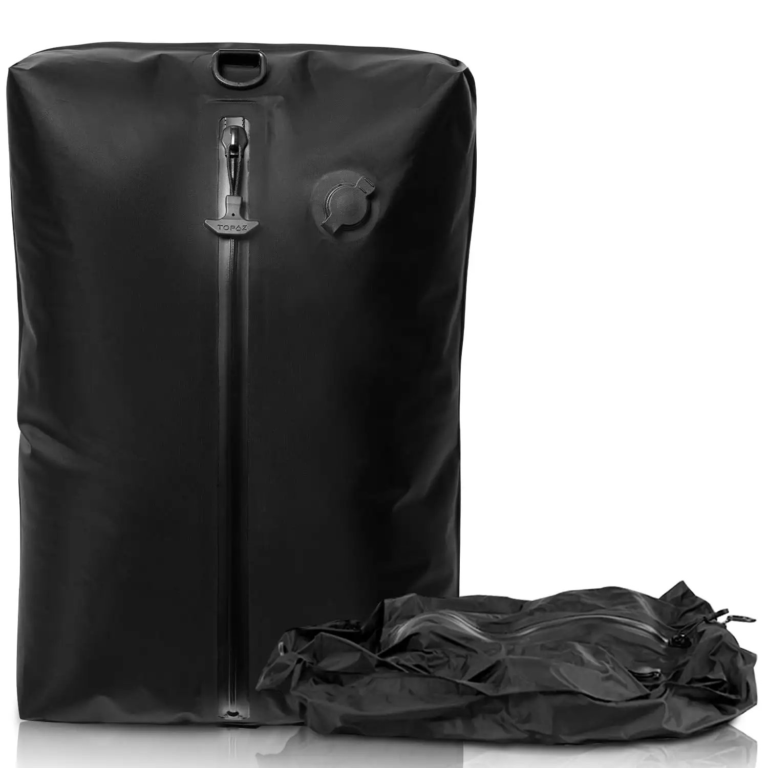 BAGAIL Extra Large Beige TPU Vacuum Bag, reusable compression, waterproof zipper, ideal for travel, suitcase, and backpacks.