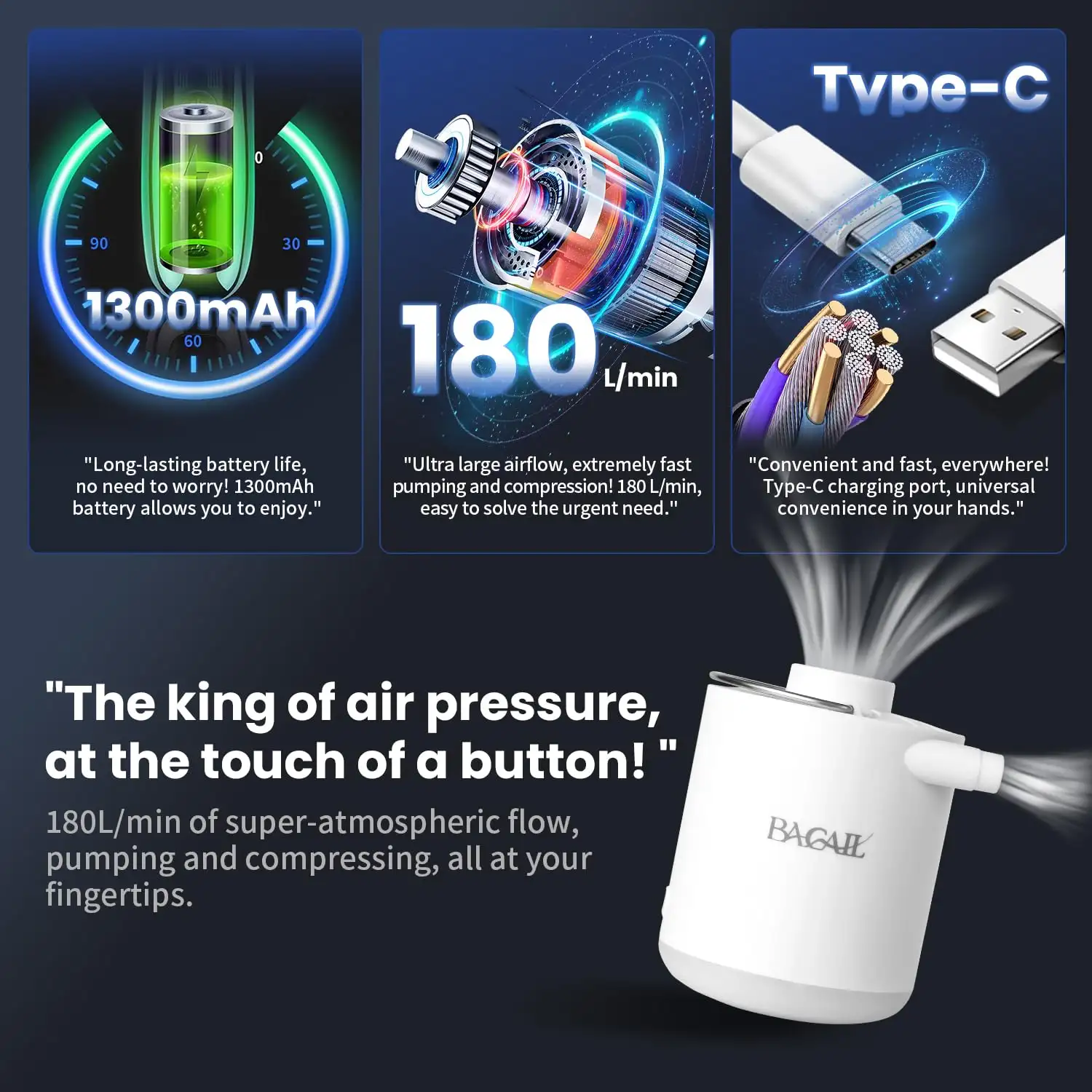 BAGAIL Extra Large TPU Vacuum Bag with waterproof zipper, ideal for travel, saving space in luggage and backpacks.