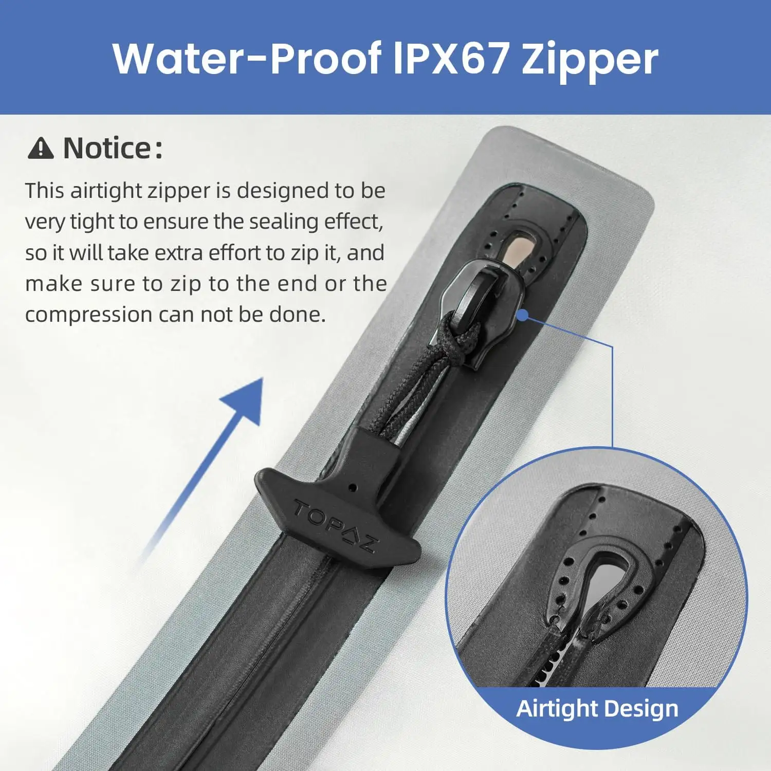 BAGAIL extra-large TPU vacuum bag in beige, waterproof zipper for travel, saves space in suitcase and backpack.