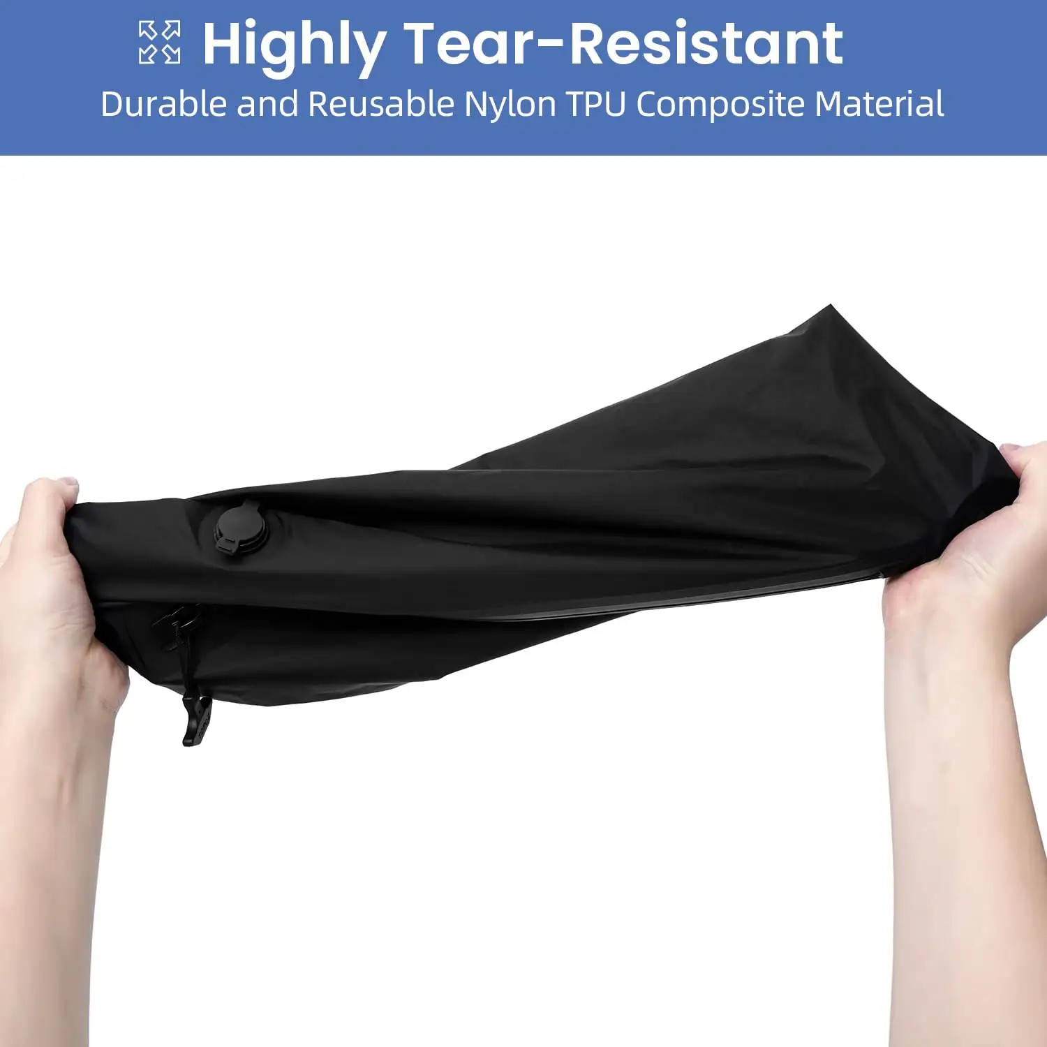 Beige BAGAIL TPU vacuum bag, extra-large, reusable compression with waterproof zipper for travel, saves space in luggage.