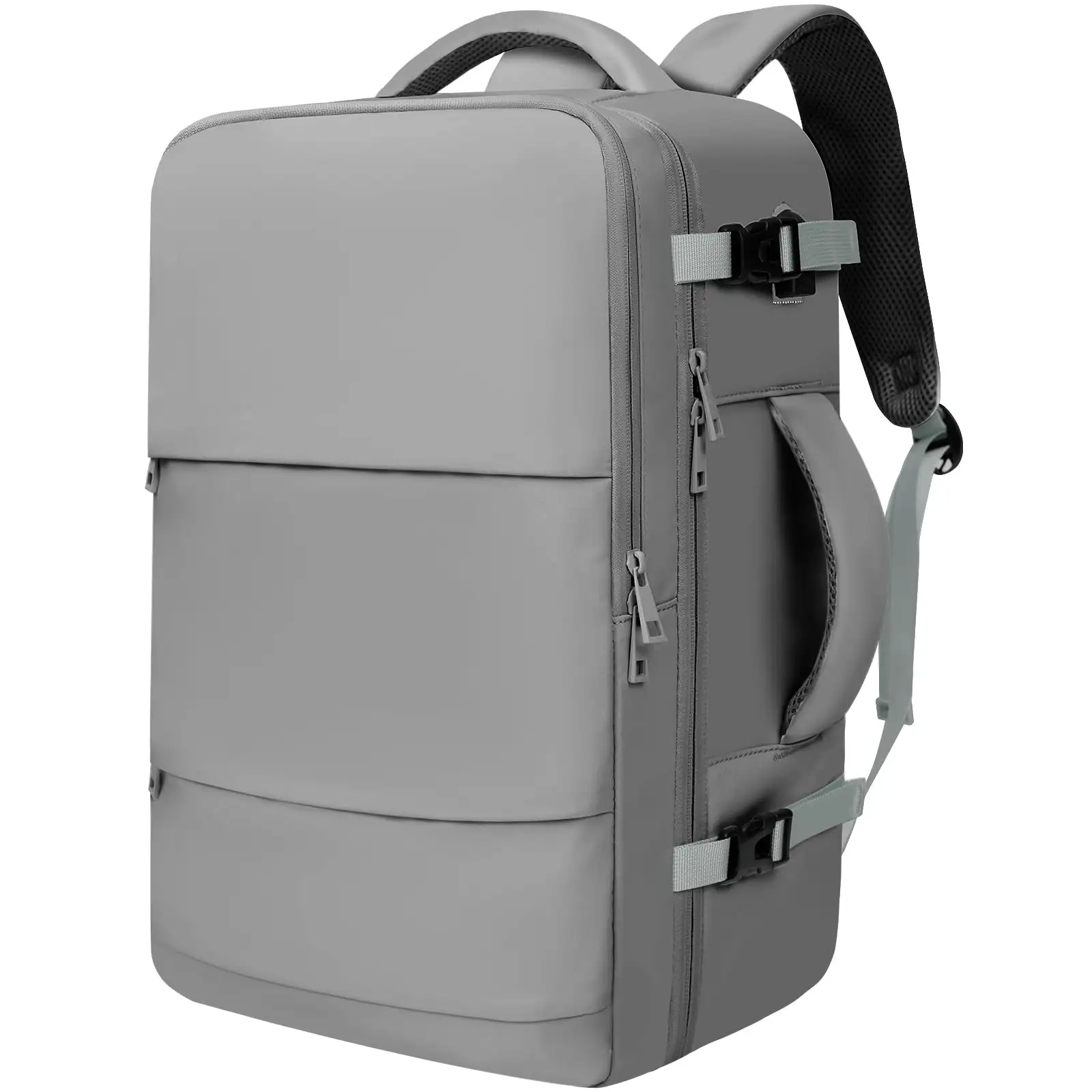 Travel laptop backpack with USB port, beige carry-on luggage bag, large capacity for business and travel.
