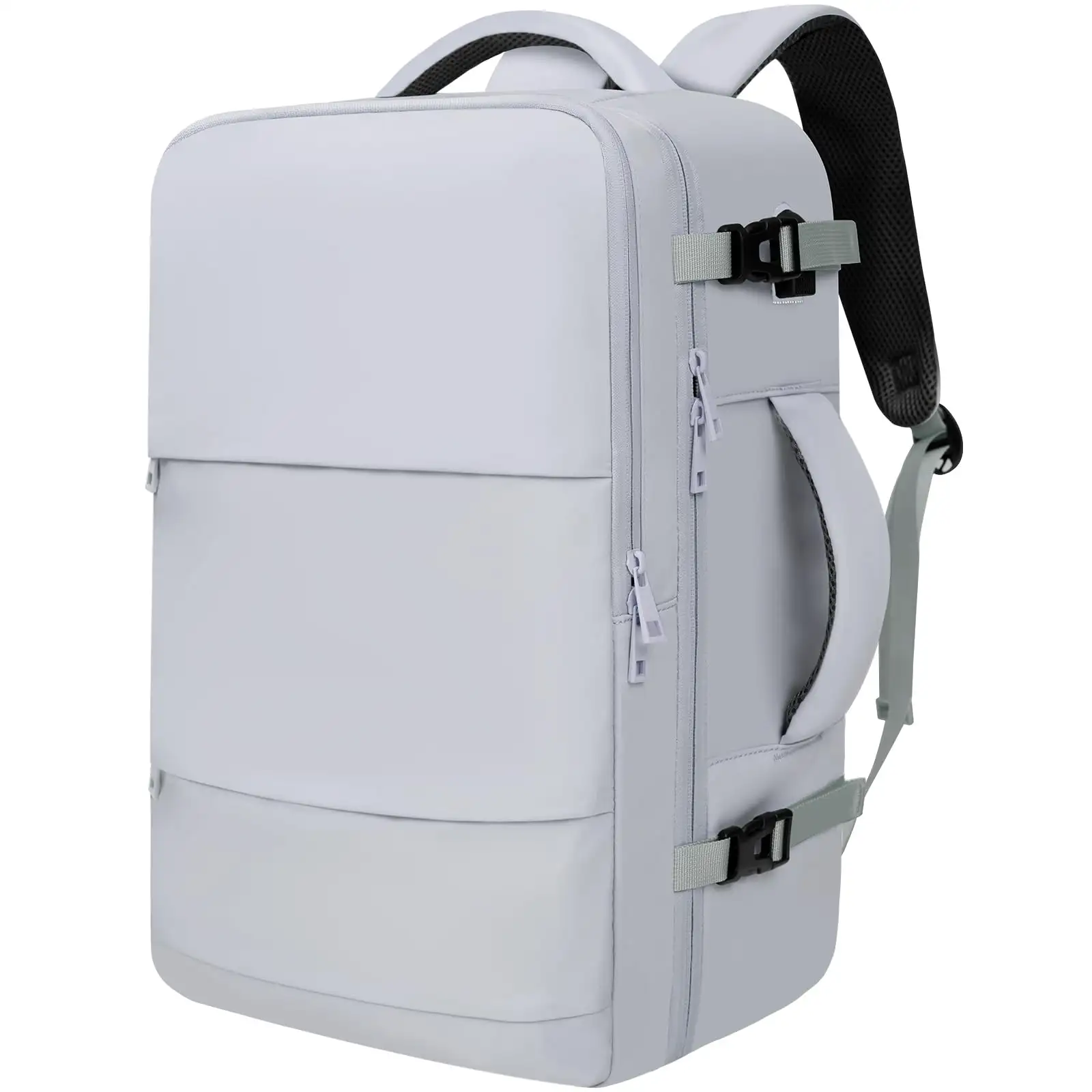 Travel laptop backpack with USB port, lightweight luggage bag in beige for convenient carry-on use.
